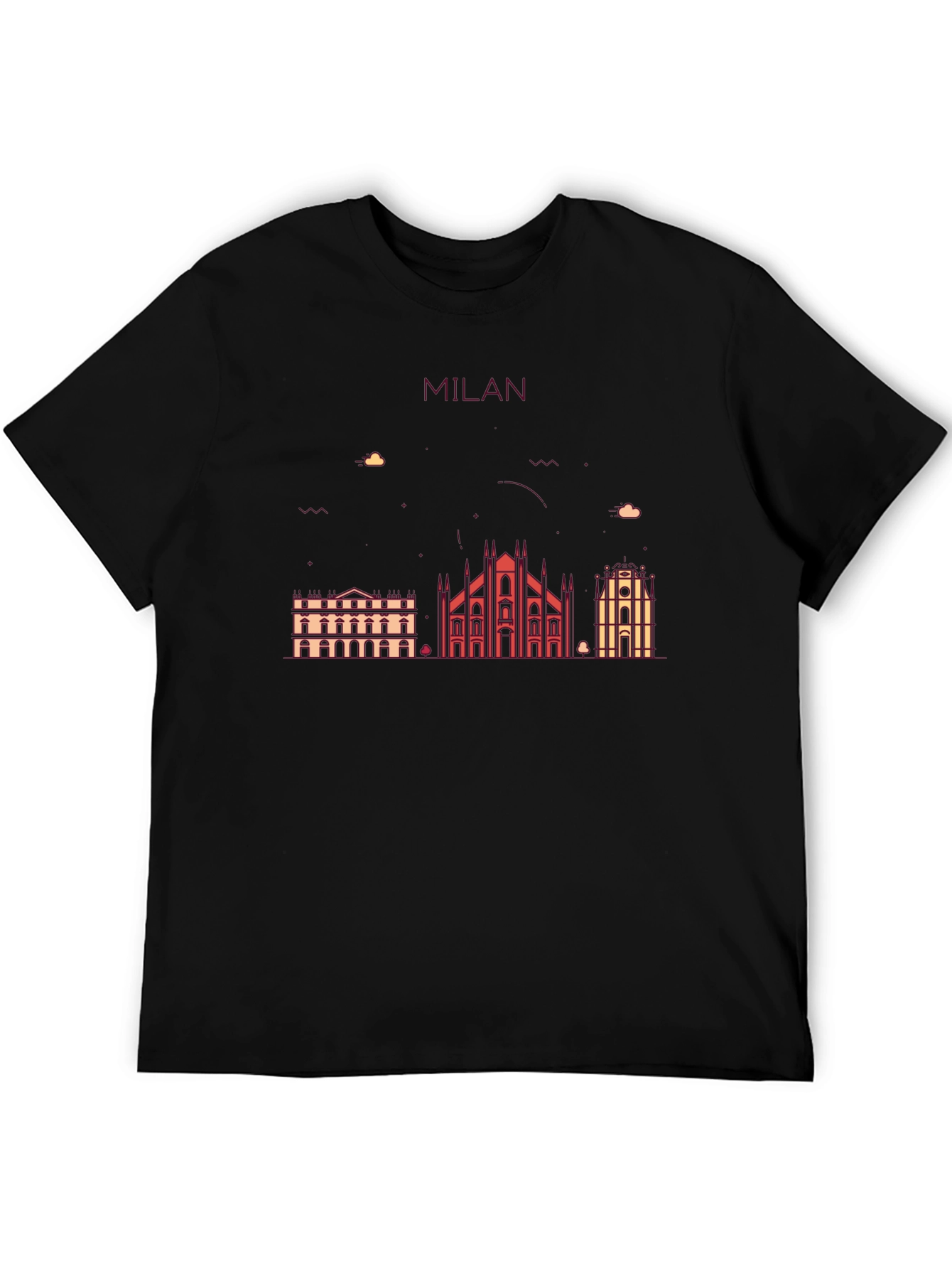 Milan Skyline Graphic T-Shirt - Black