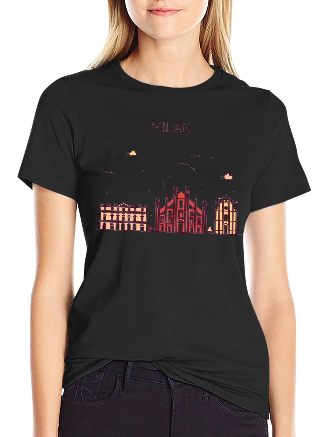 Milan Skyline Graphic T-Shirt - Black