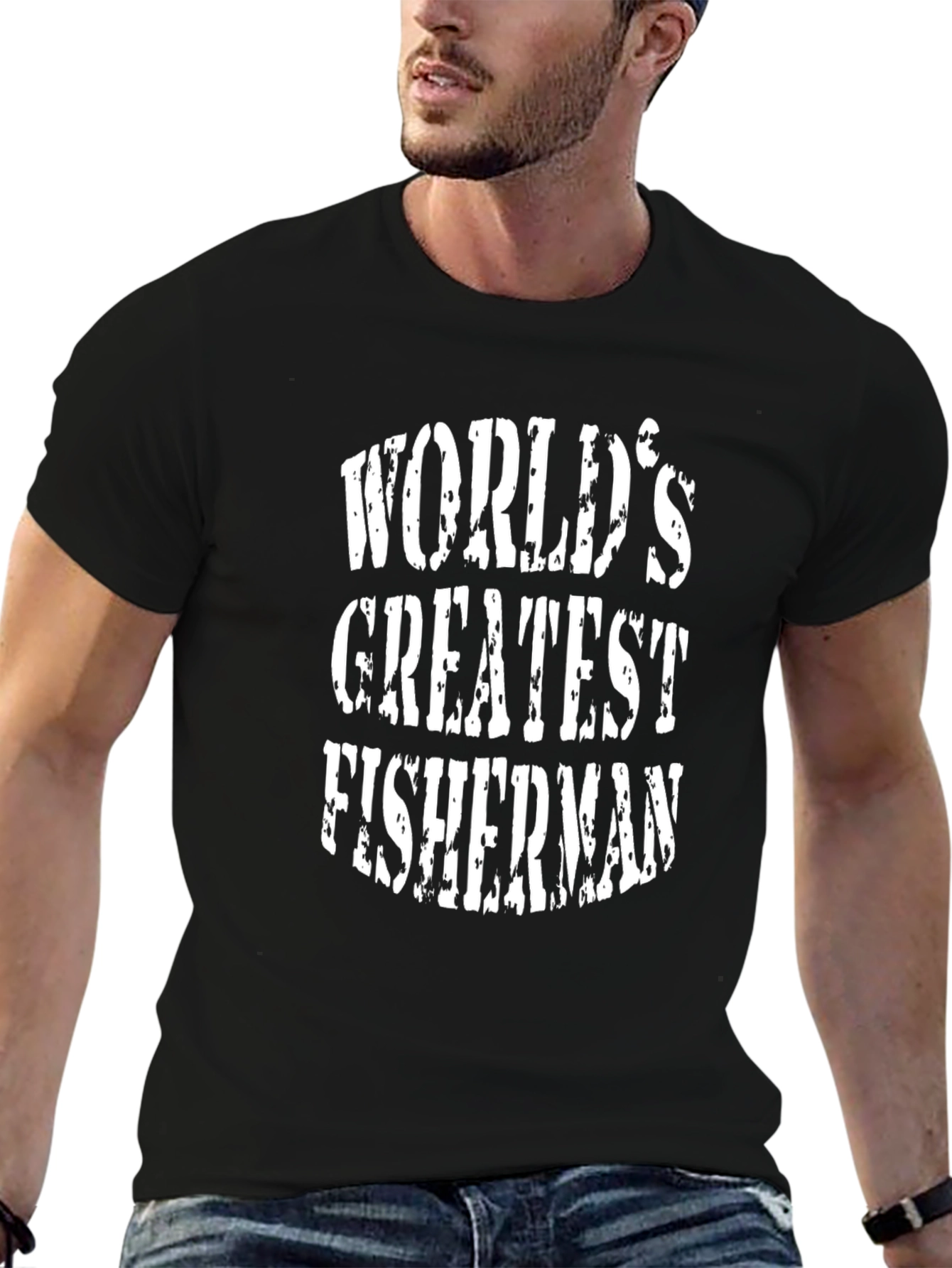 Worlds Greatest Fisherman Black Graphic Tee