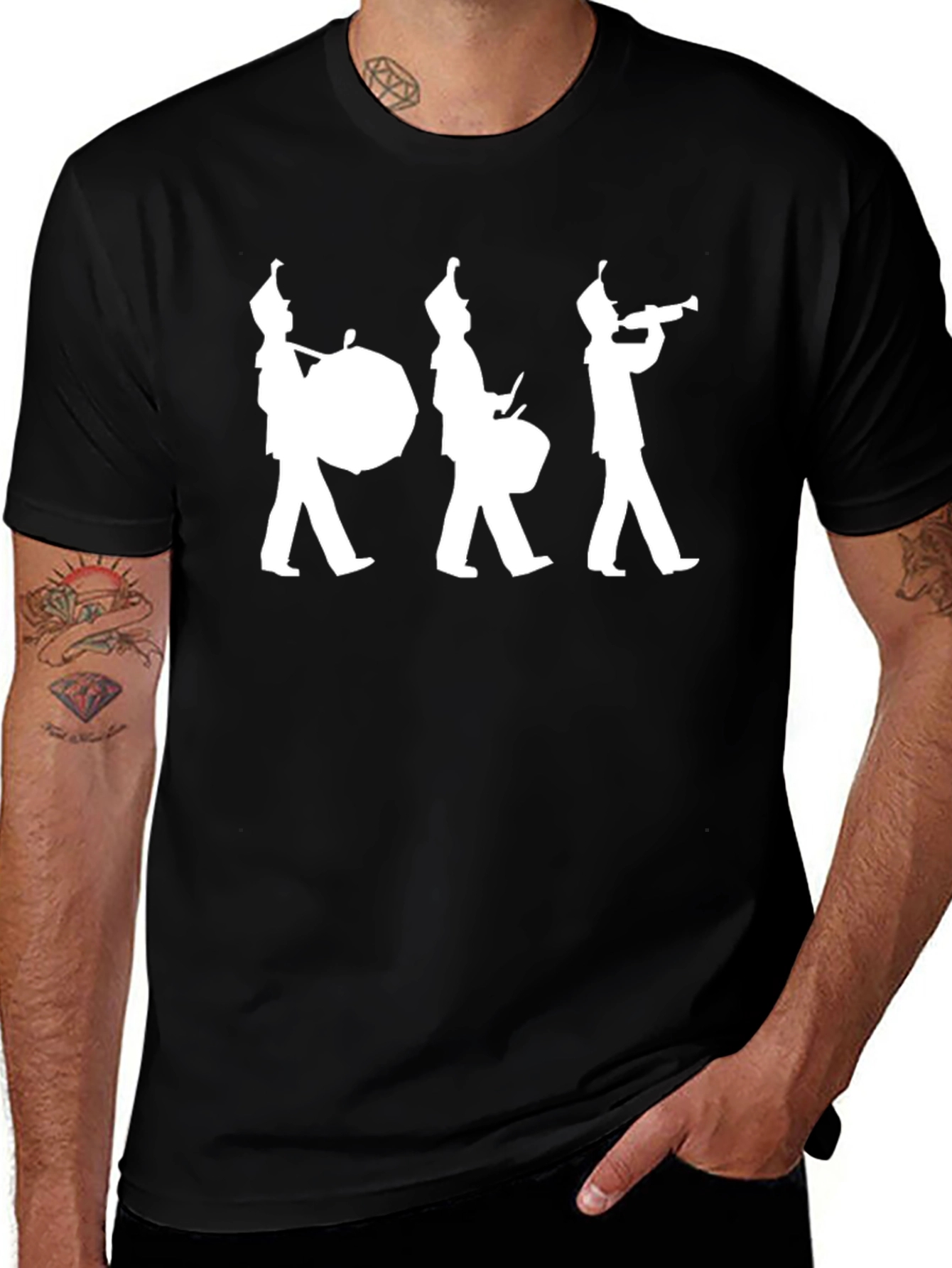 Marching Band Graphic Tee - Black Cotton T-Shirt