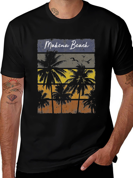 Makena Beach Palm Tree Graphic T-Shirt
