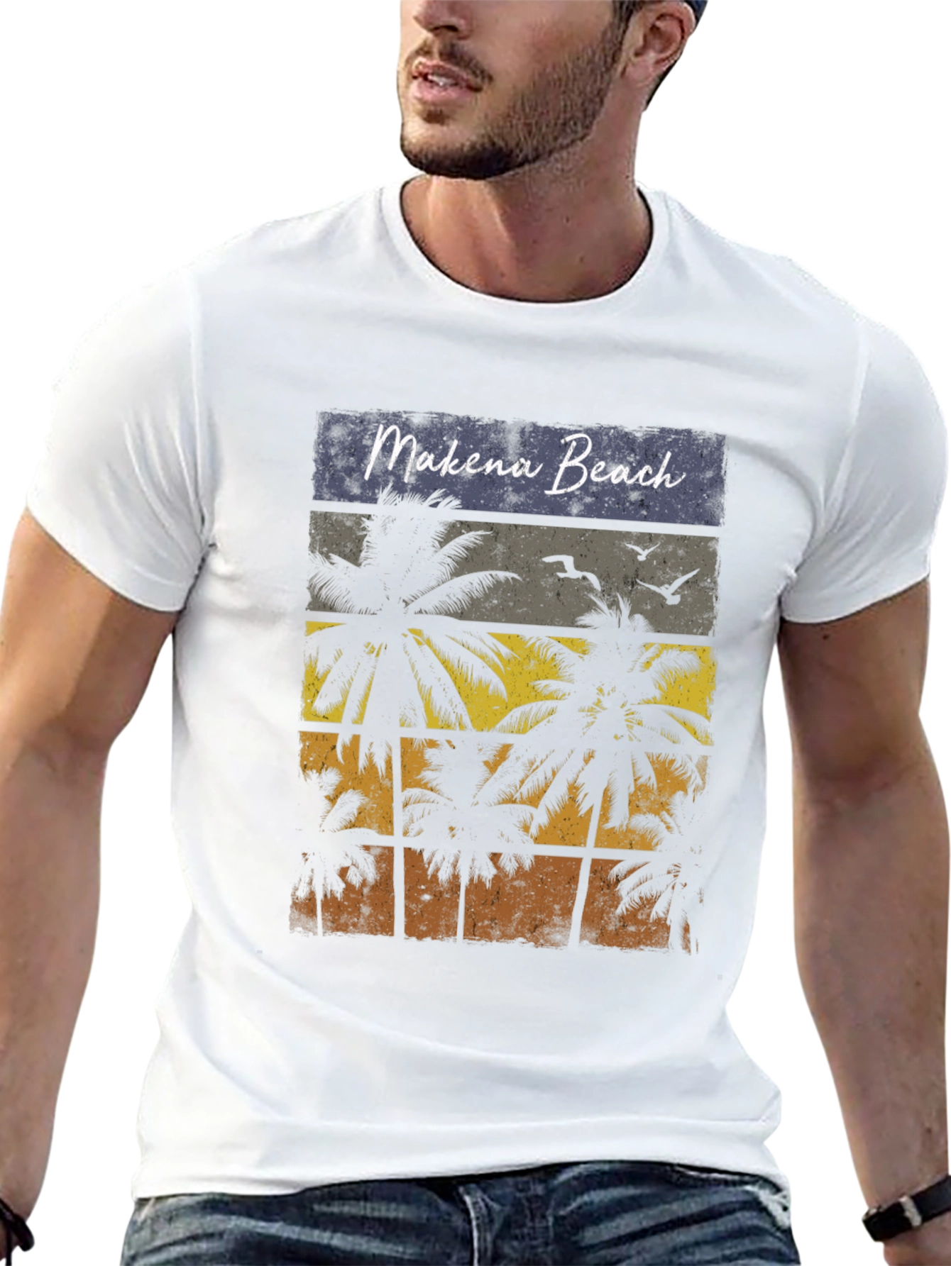 Makena Beach Palm Tree Graphic T-Shirt