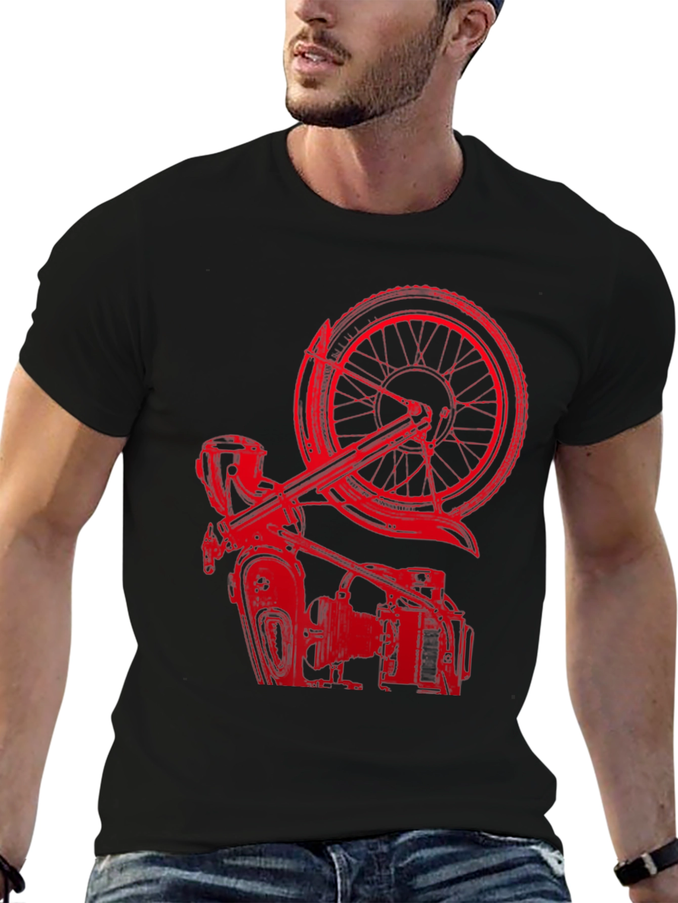 Red Motorcycle Graphic T-Shirt