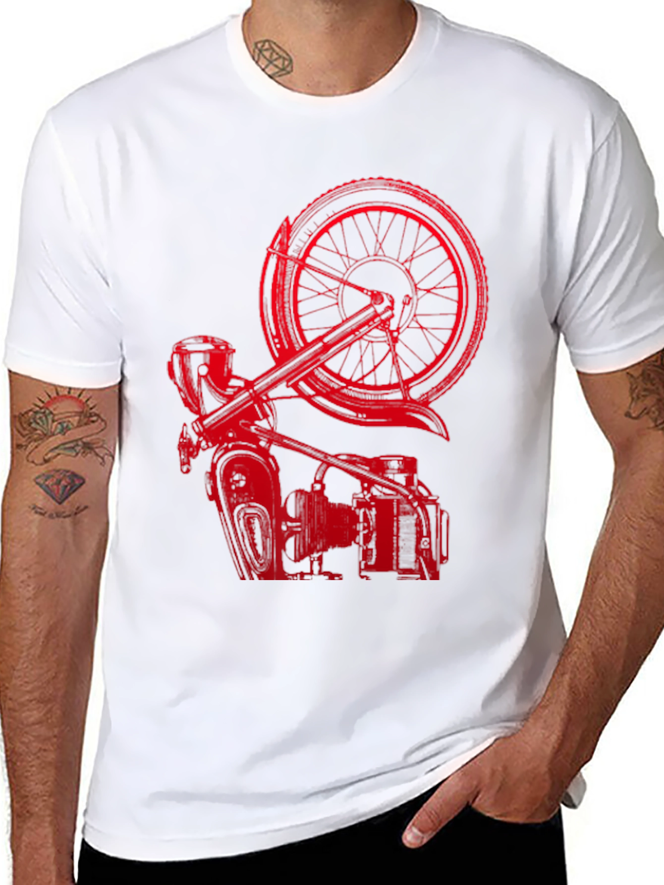 Red Motorcycle Graphic T-Shirt