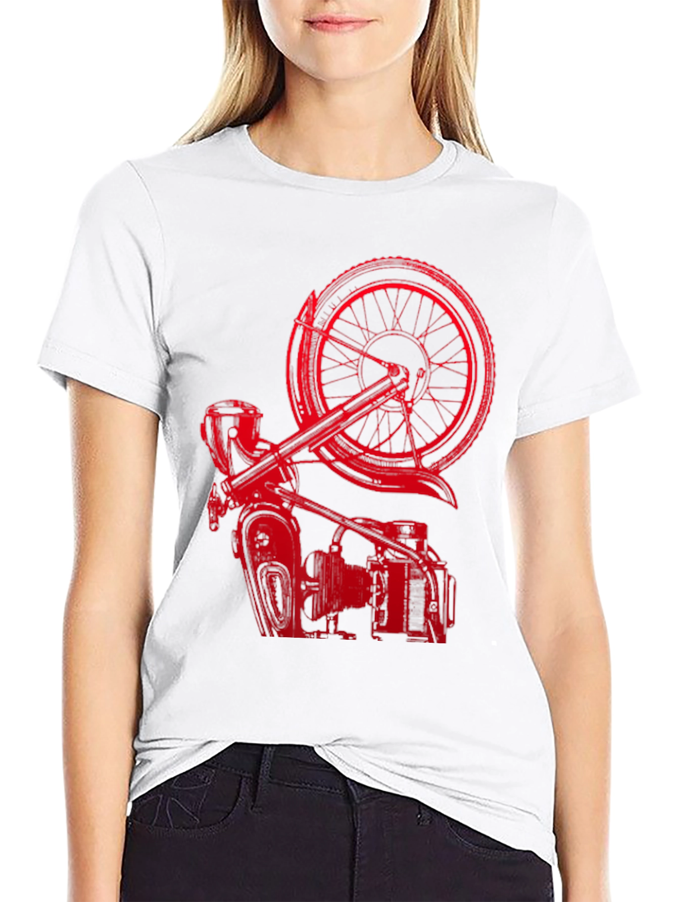 Red Motorcycle Graphic T-Shirt