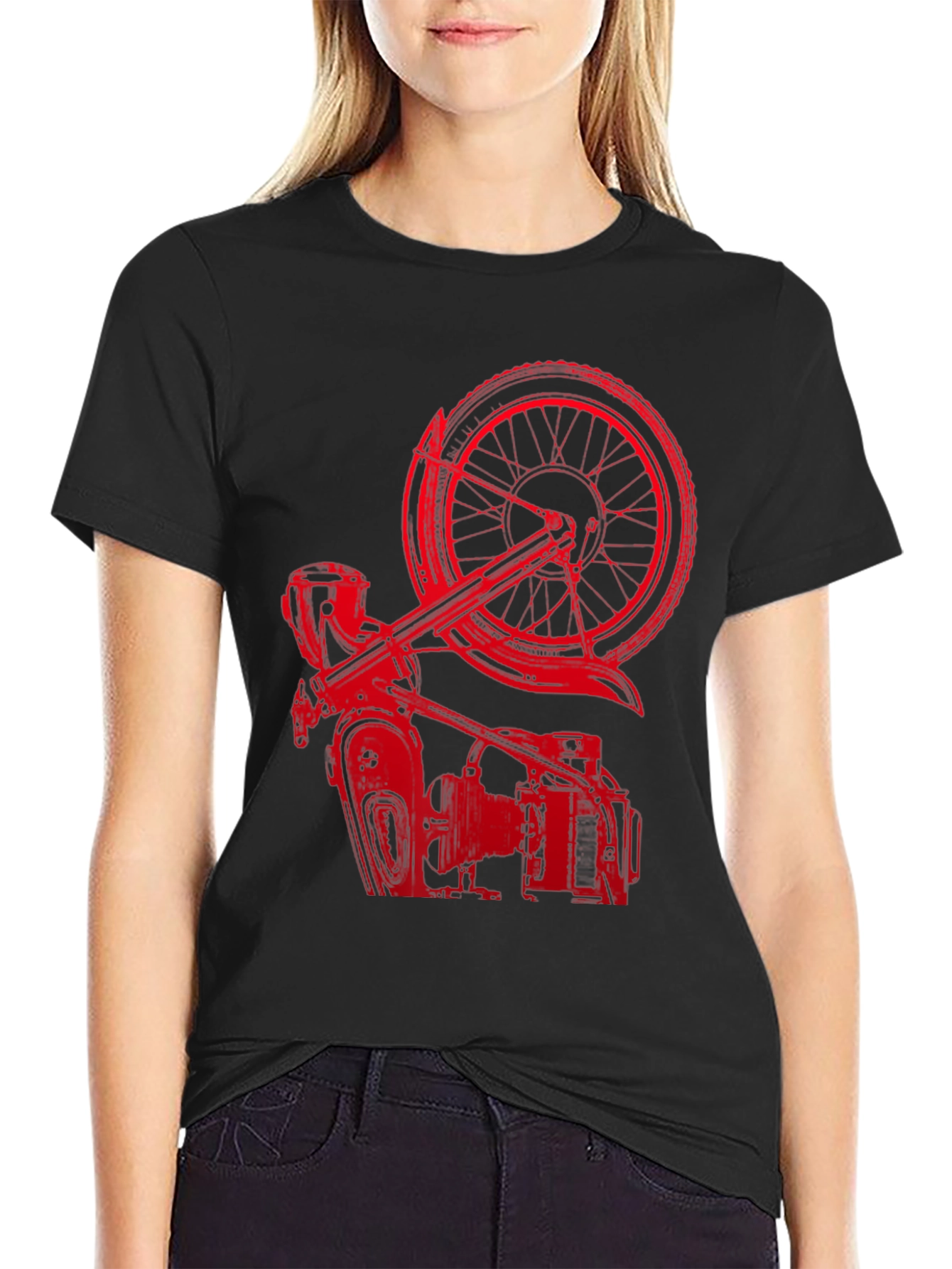 Red Motorcycle Graphic T-Shirt