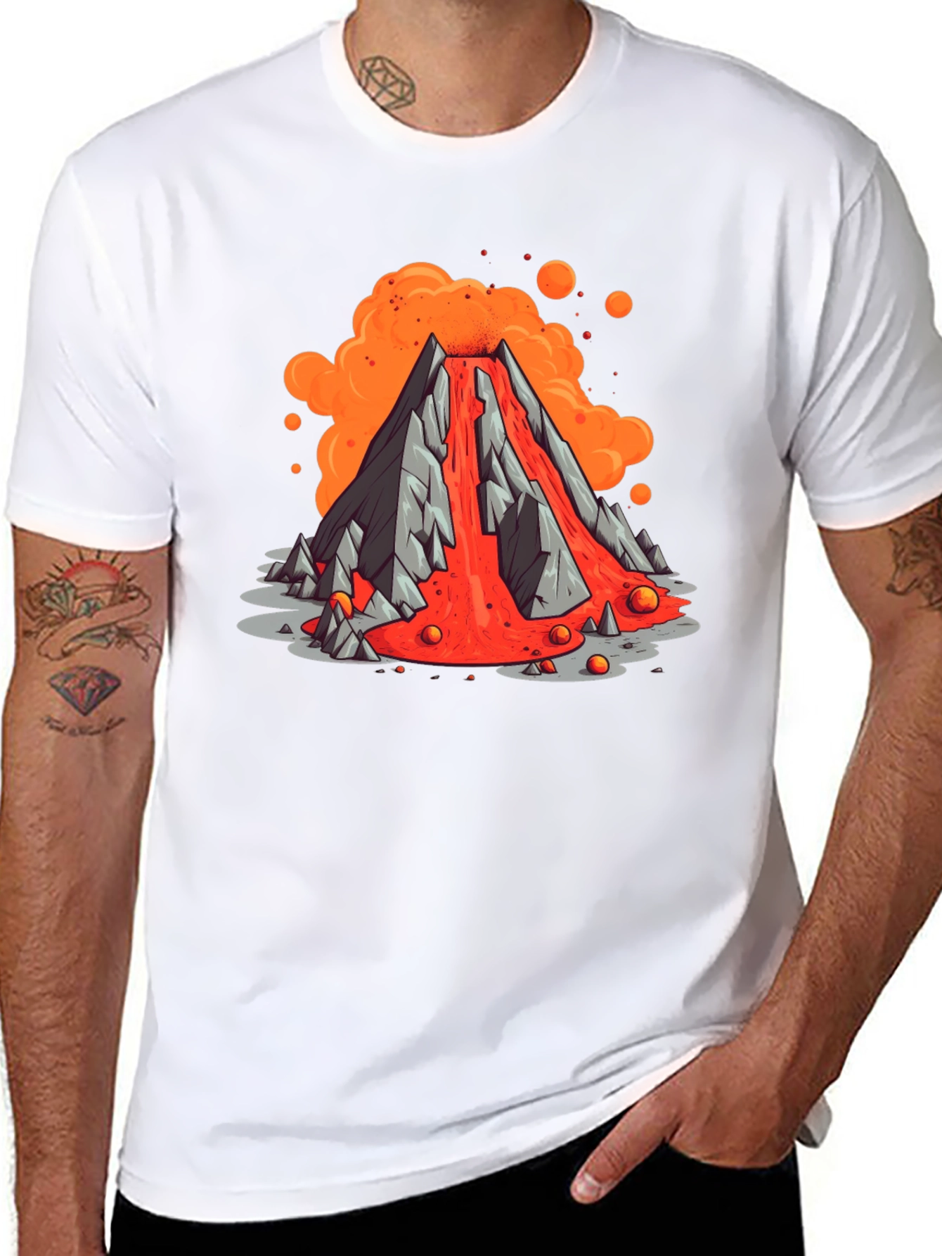 Volcano Lava Flow Graphic Tee - Black