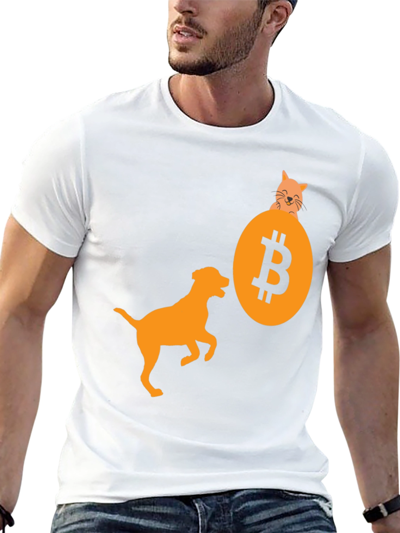 Bitcoin Dog & Cat Graphic Tee - Crypto T-Shirt
