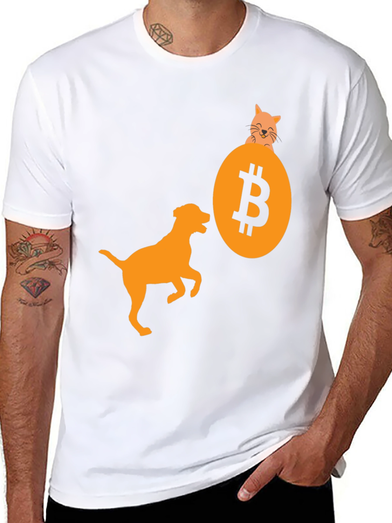 Bitcoin Dog & Cat Graphic Tee - Crypto T-Shirt