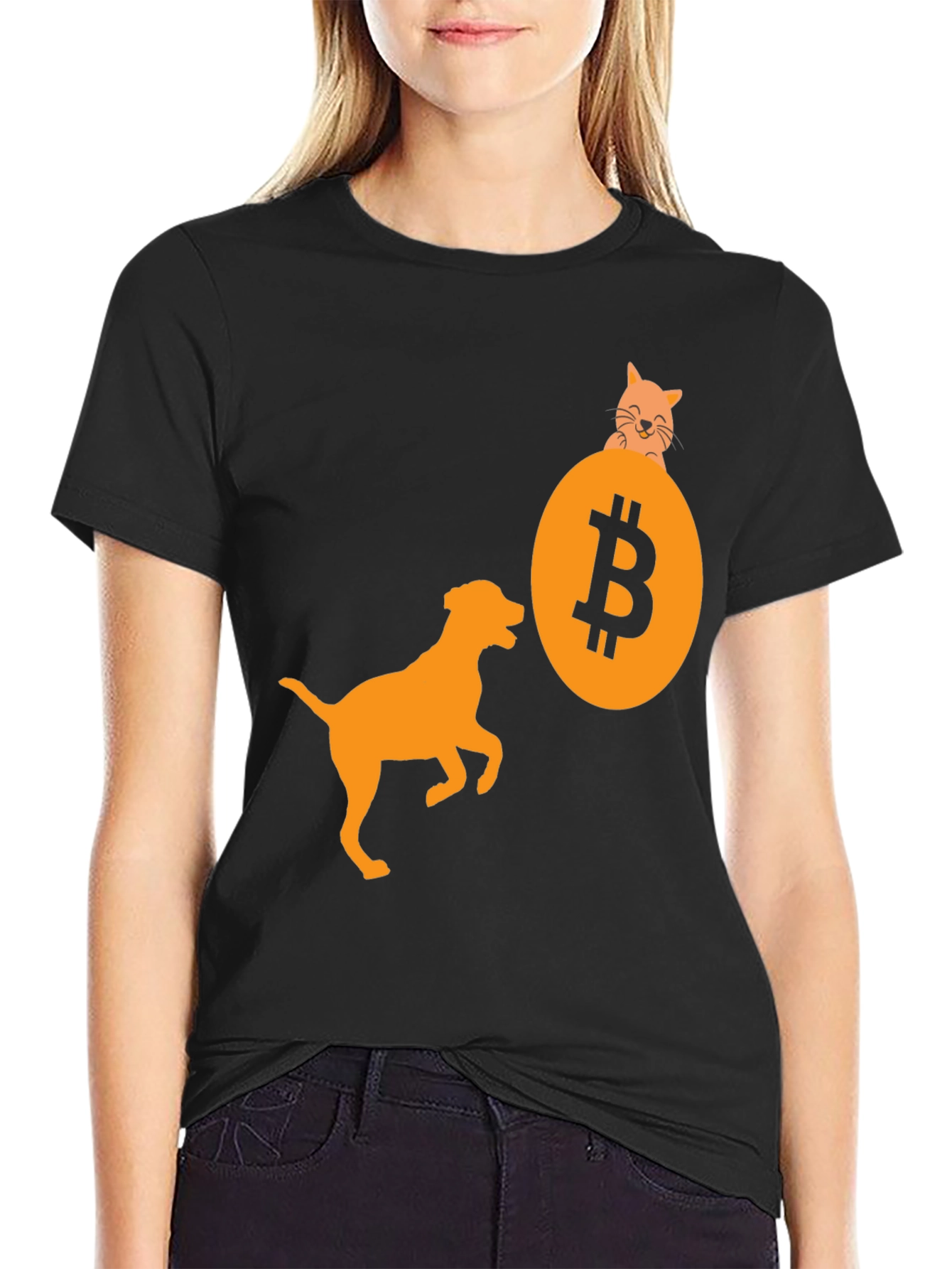 Bitcoin Dog & Cat Graphic Tee - Crypto T-Shirt