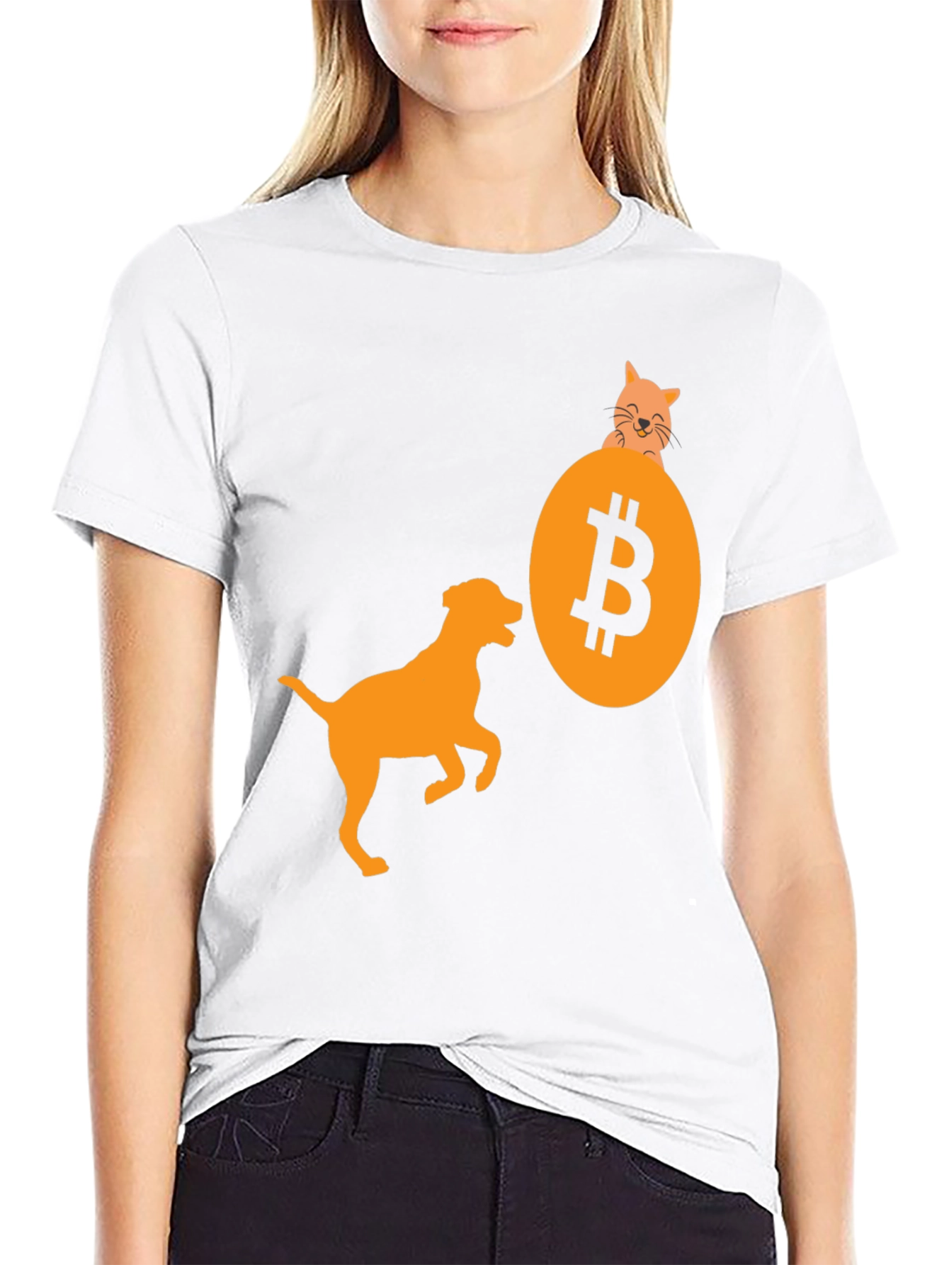 Bitcoin Dog & Cat Graphic Tee - Crypto T-Shirt