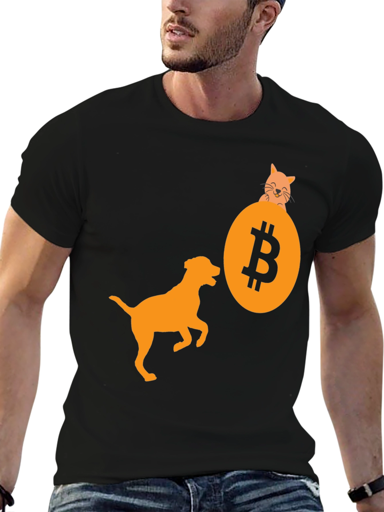 Bitcoin Dog & Cat Graphic Tee - Crypto T-Shirt