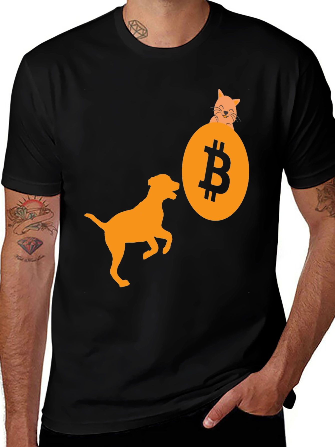 Bitcoin Dog & Cat Graphic Tee - Crypto T-Shirt