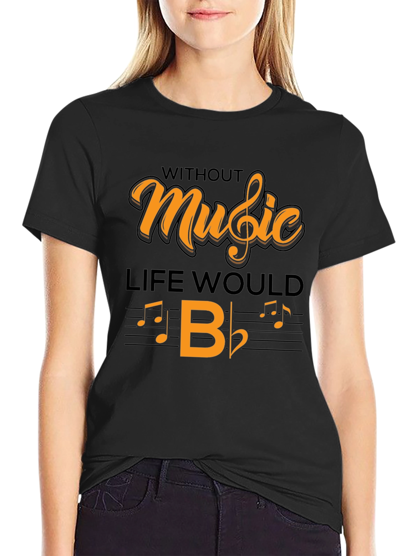 Music Lover T-Shirt: Without Music Life Would B Flat