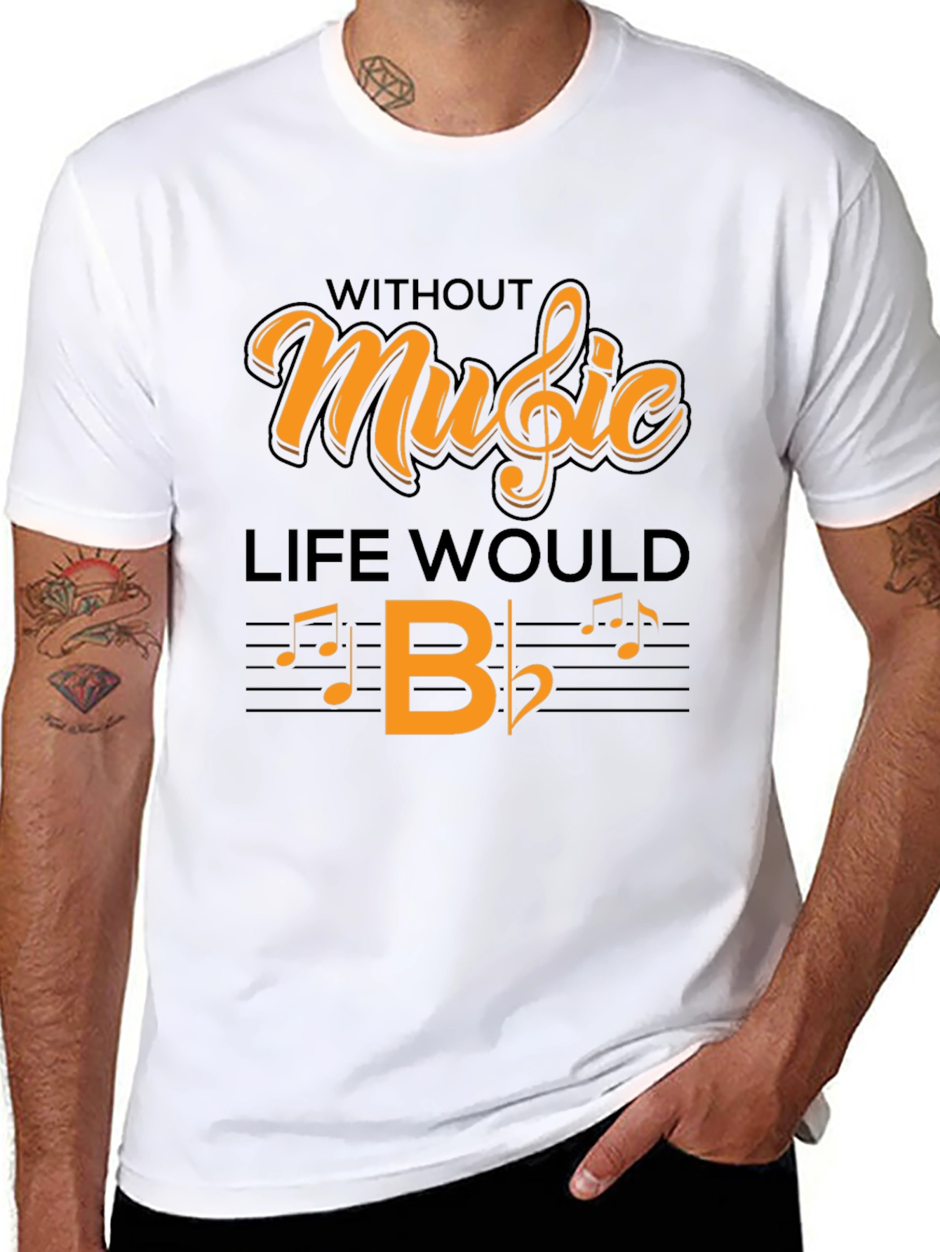 Music Lover T-Shirt: Without Music Life Would B Flat