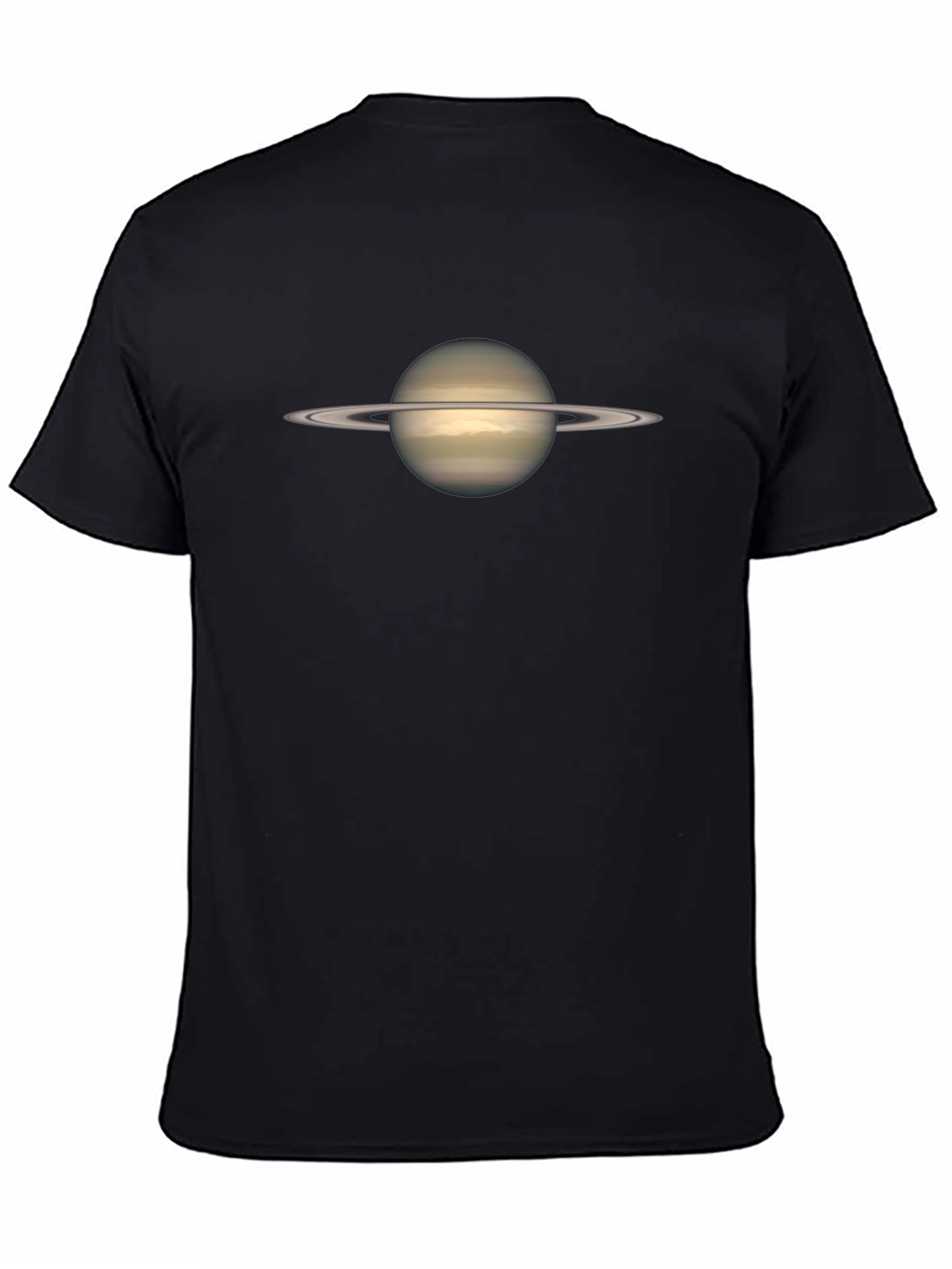 Saturn Planet Graphic Black Cotton T-Shirt