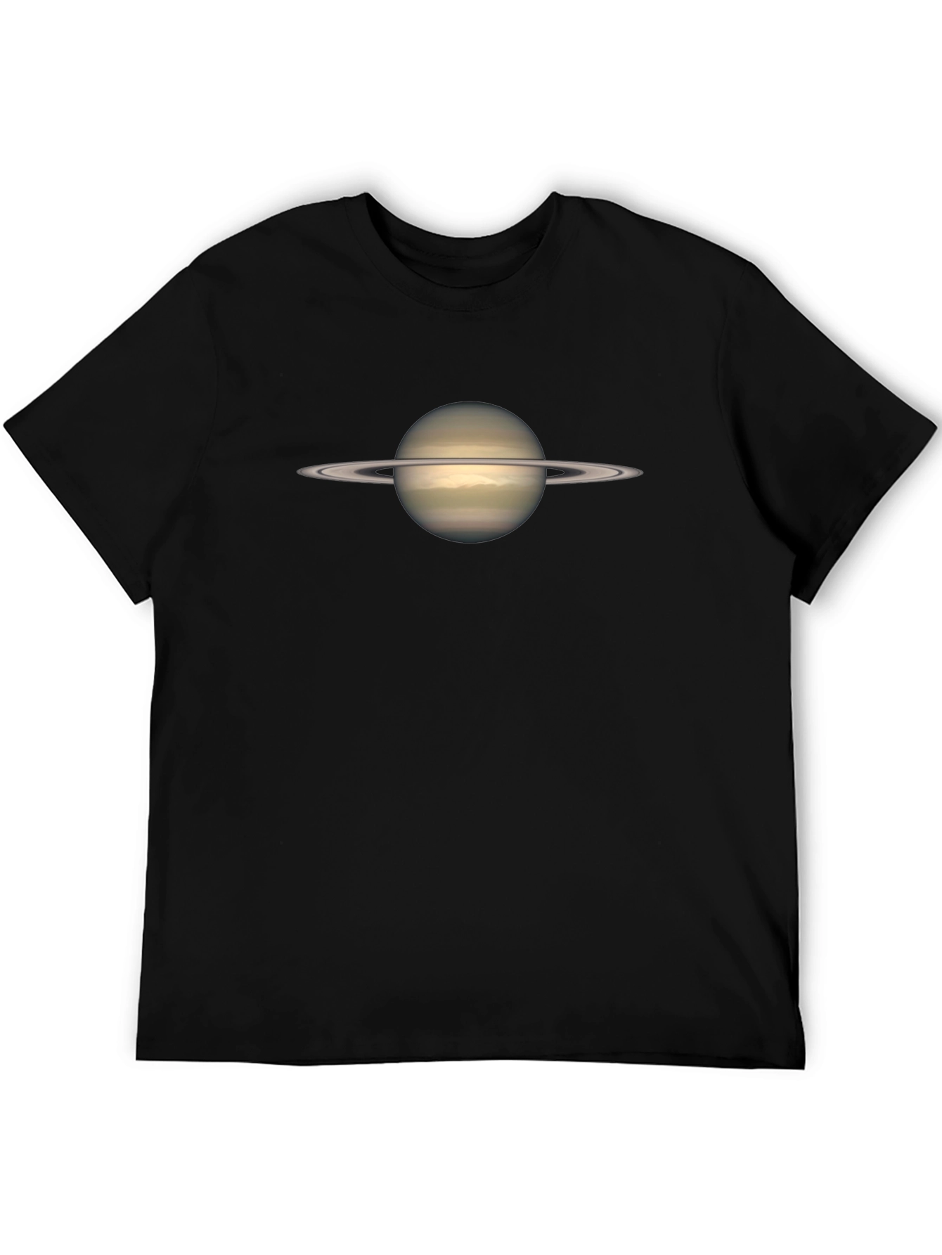 Saturn Planet Graphic Black Cotton T-Shirt