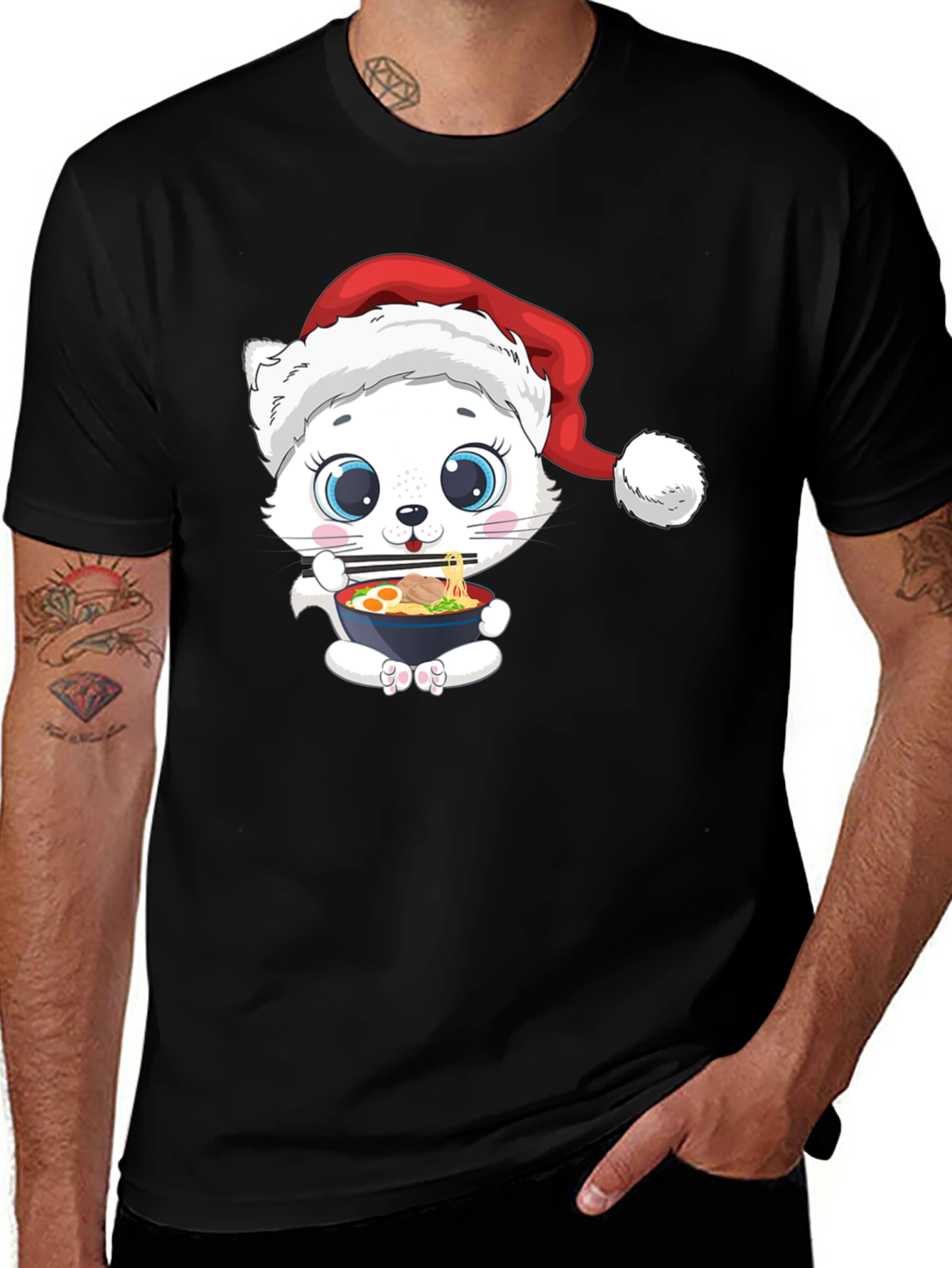 Cat Ramen Christmas T-Shirt