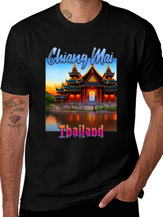 Chiang Mai Thailand Tee - Black Graphic T-Shirt