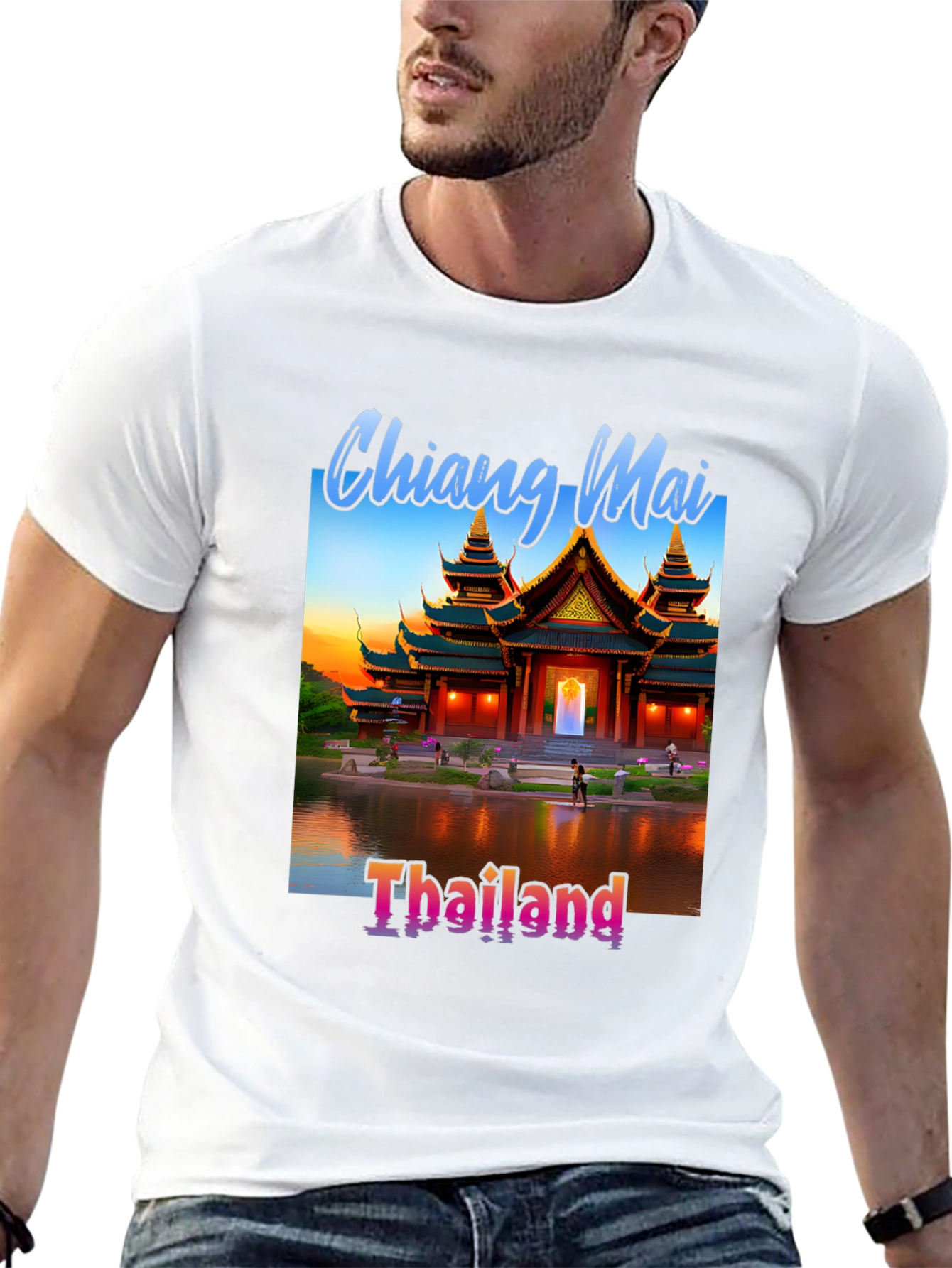 Chiang Mai Thailand Tee - Black Graphic T-Shirt