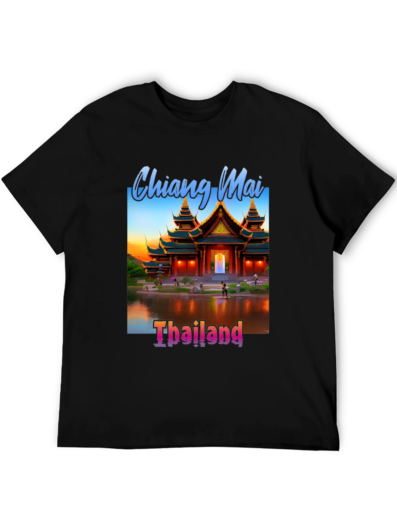 Chiang Mai Thailand Tee - Black Graphic T-Shirt