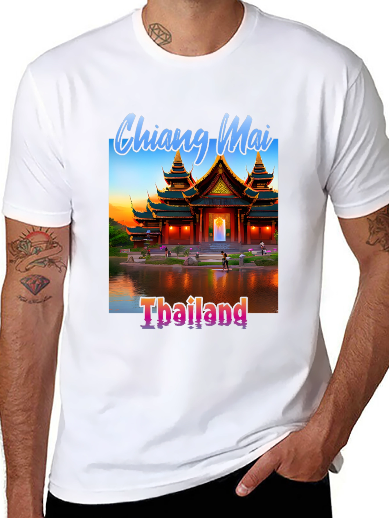 Chiang Mai Thailand Tee - Black Graphic T-Shirt