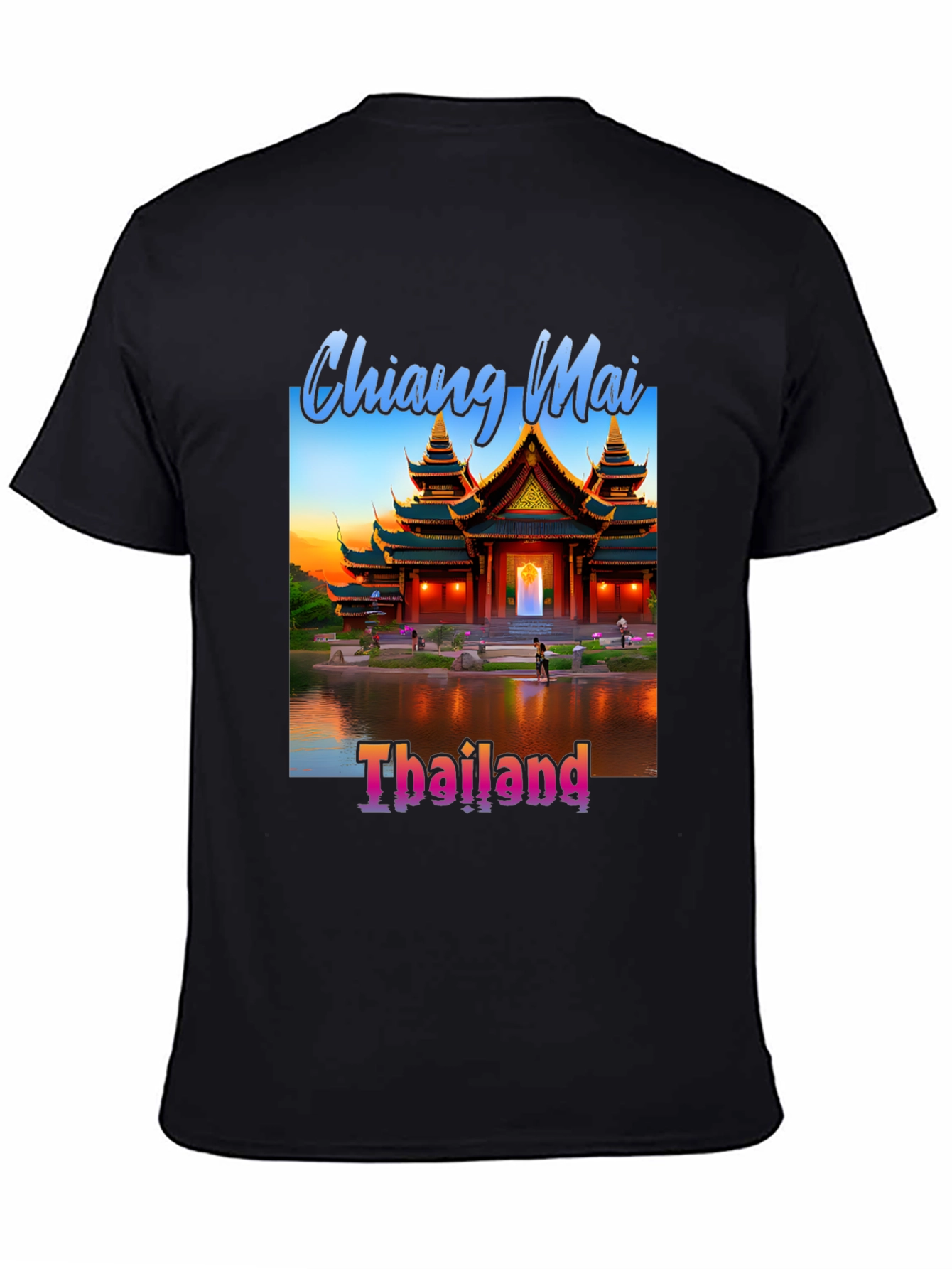 Chiang Mai Thailand Tee - Black Graphic T-Shirt