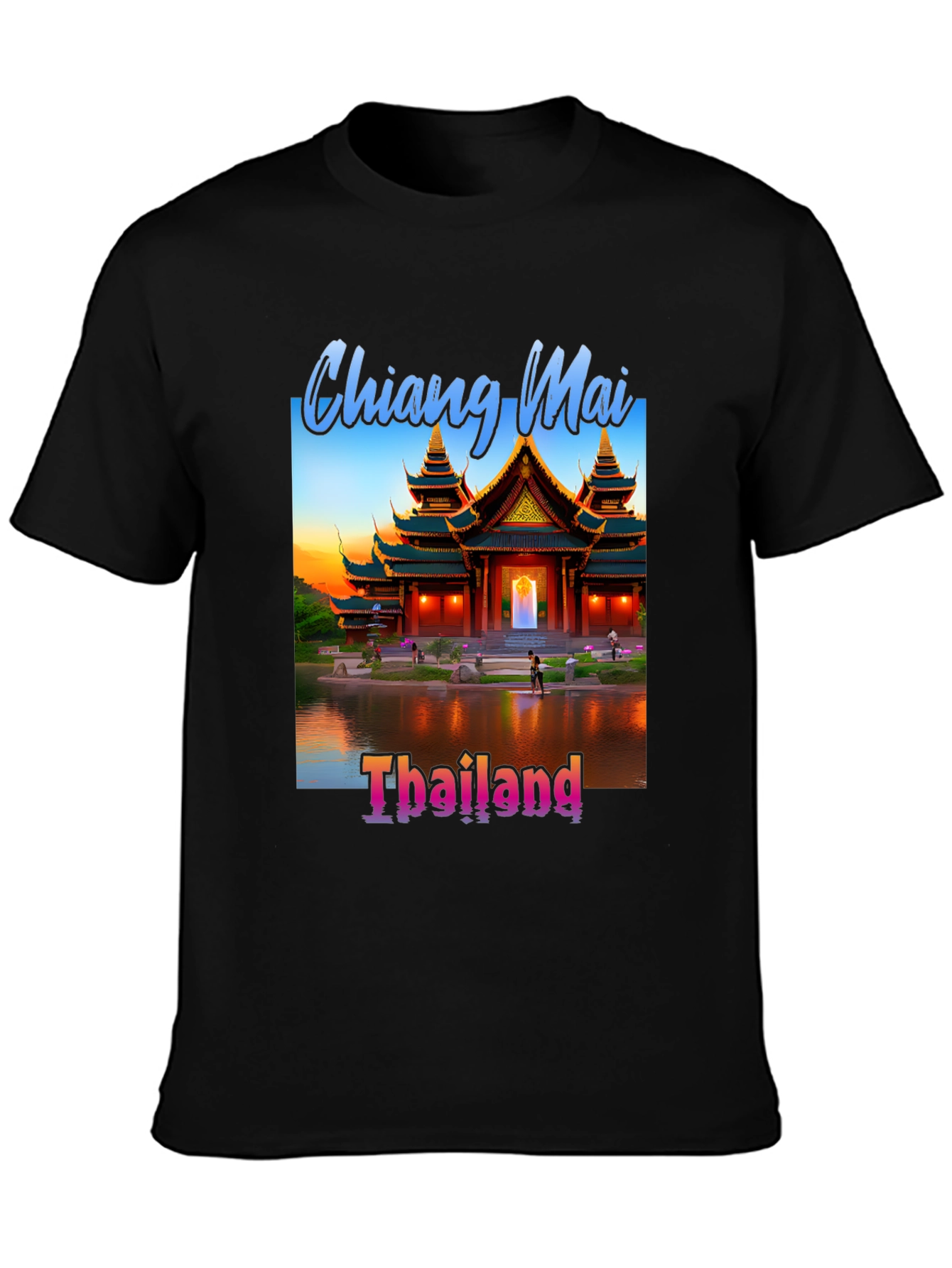 Chiang Mai Thailand Tee - Black Graphic T-Shirt