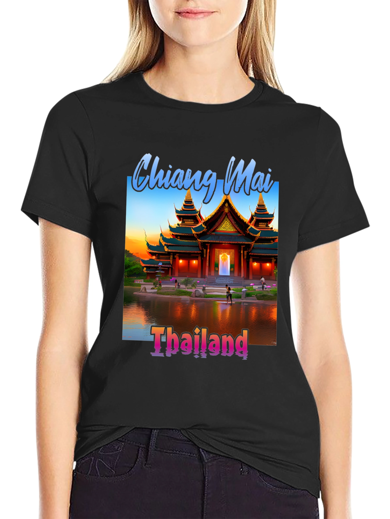 Chiang Mai Thailand Tee - Black Graphic T-Shirt