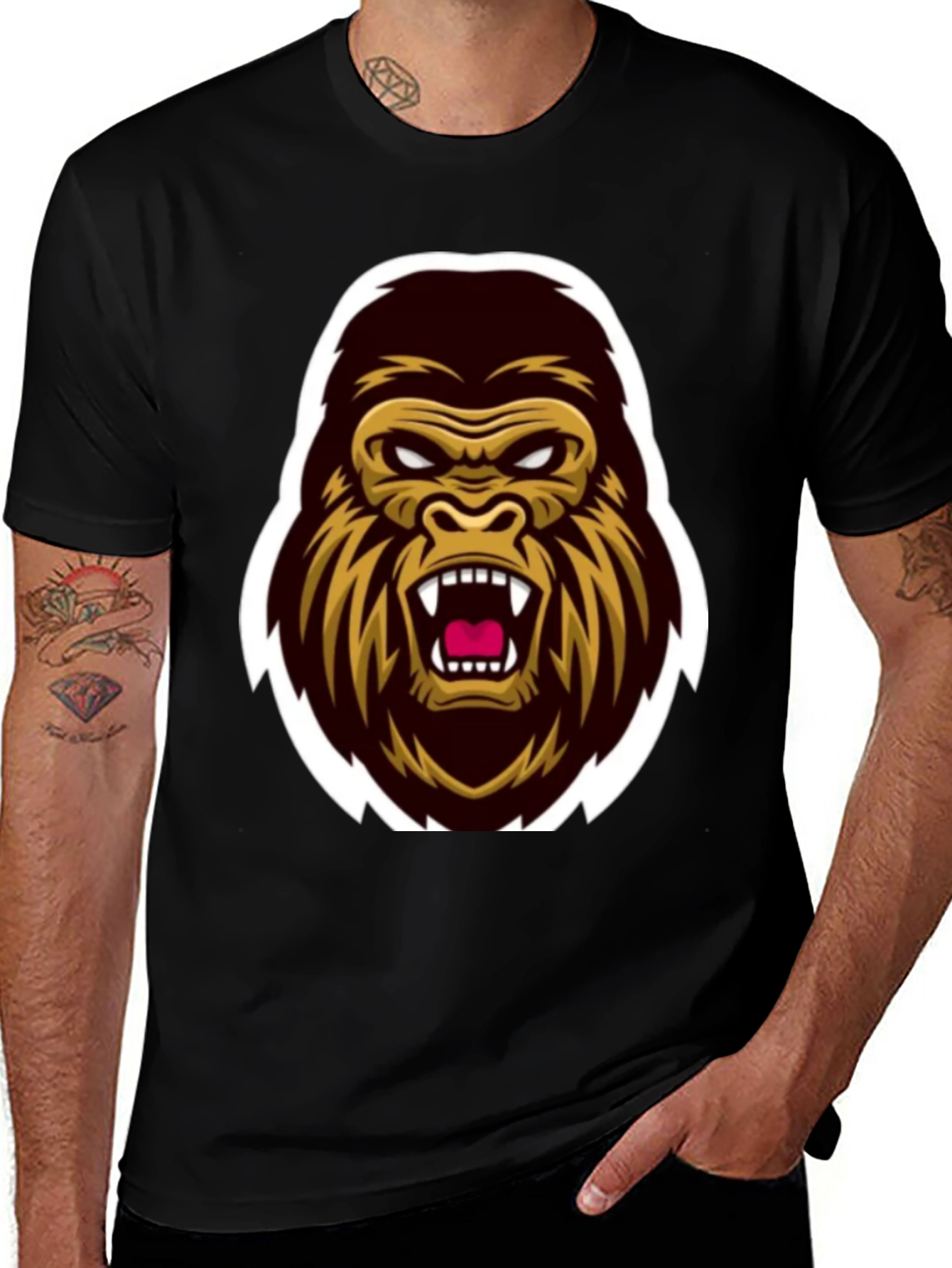 Mens Black Gorilla Graphic Tee