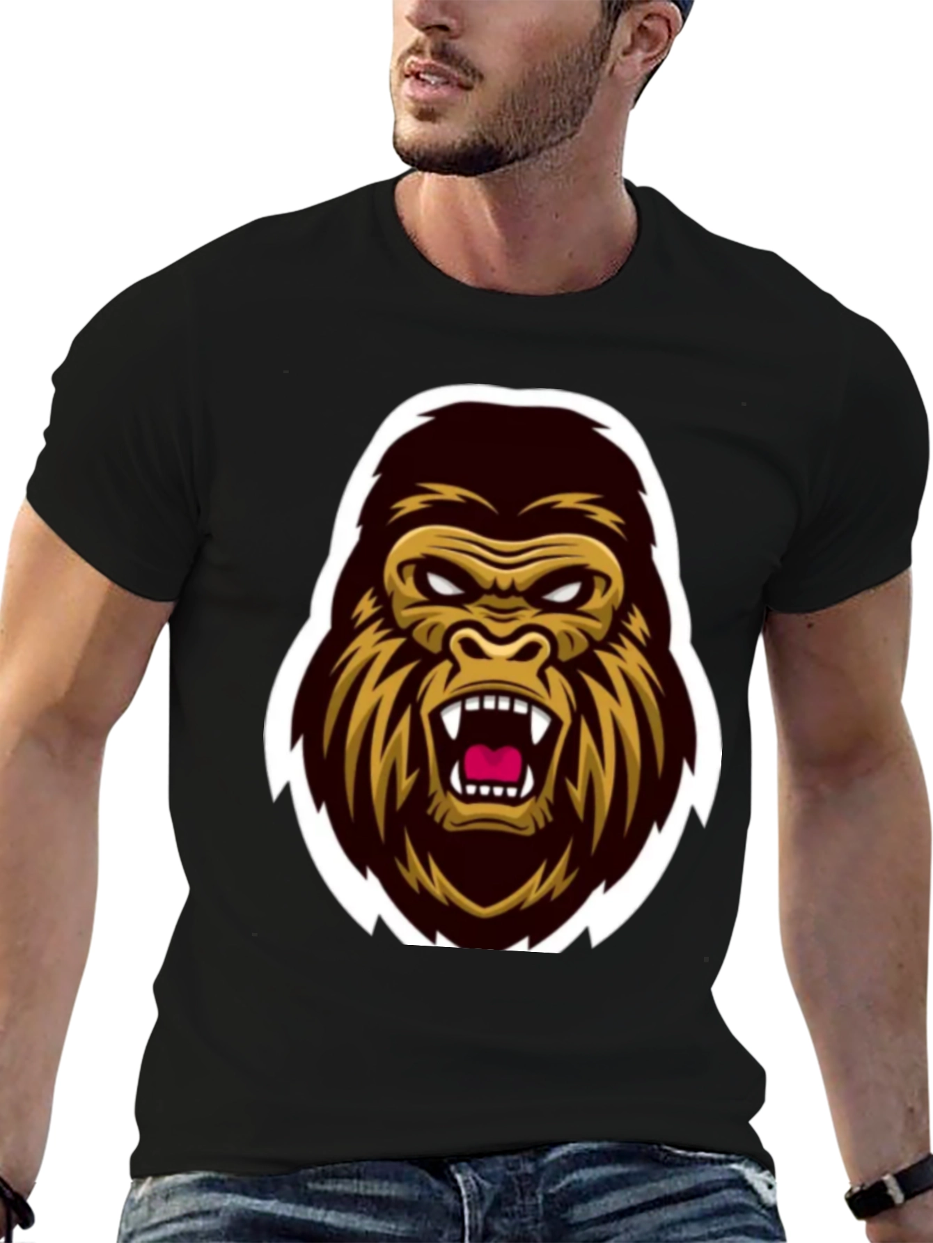 Mens Black Gorilla Graphic Tee