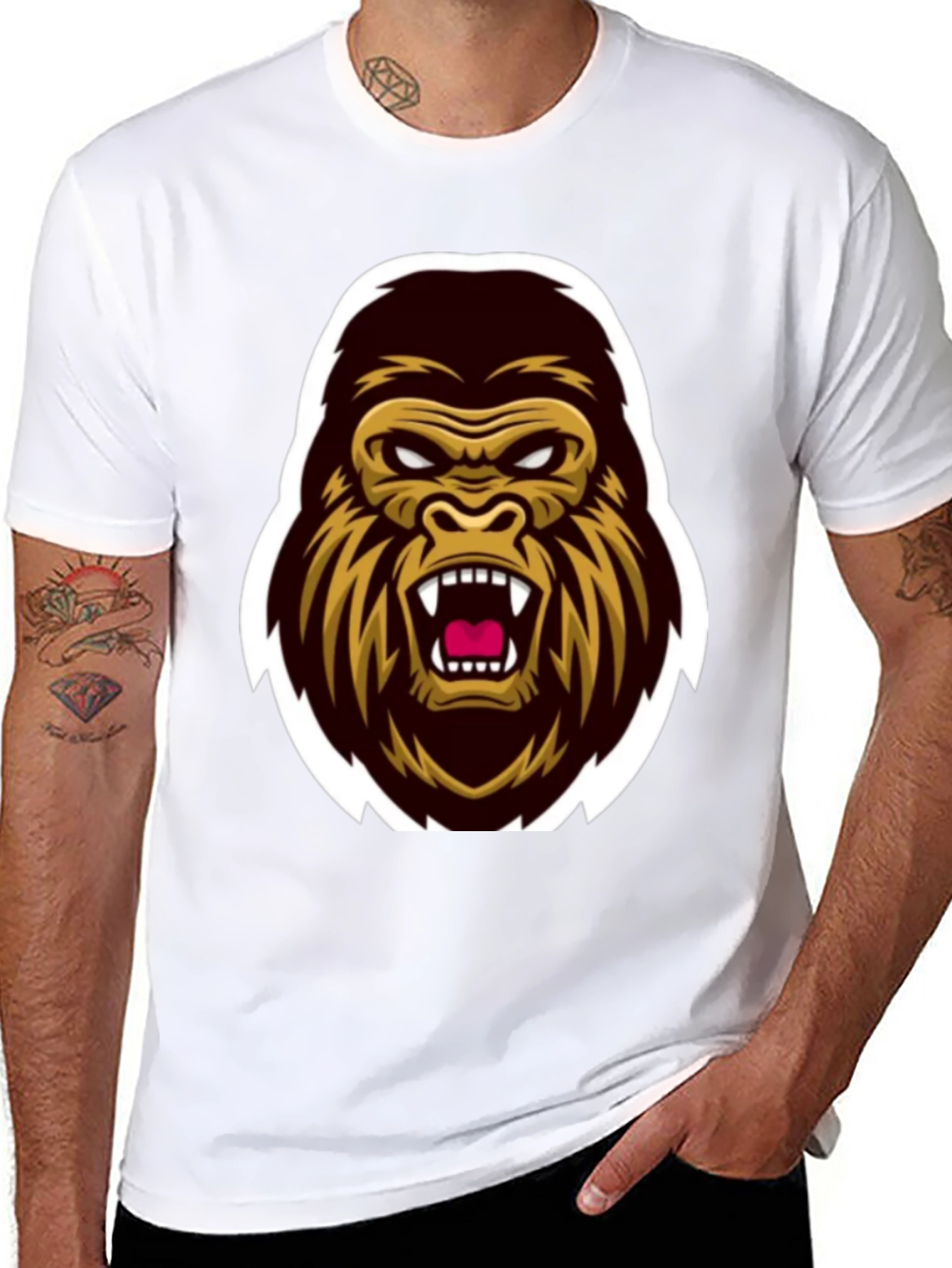Mens Black Gorilla Graphic Tee