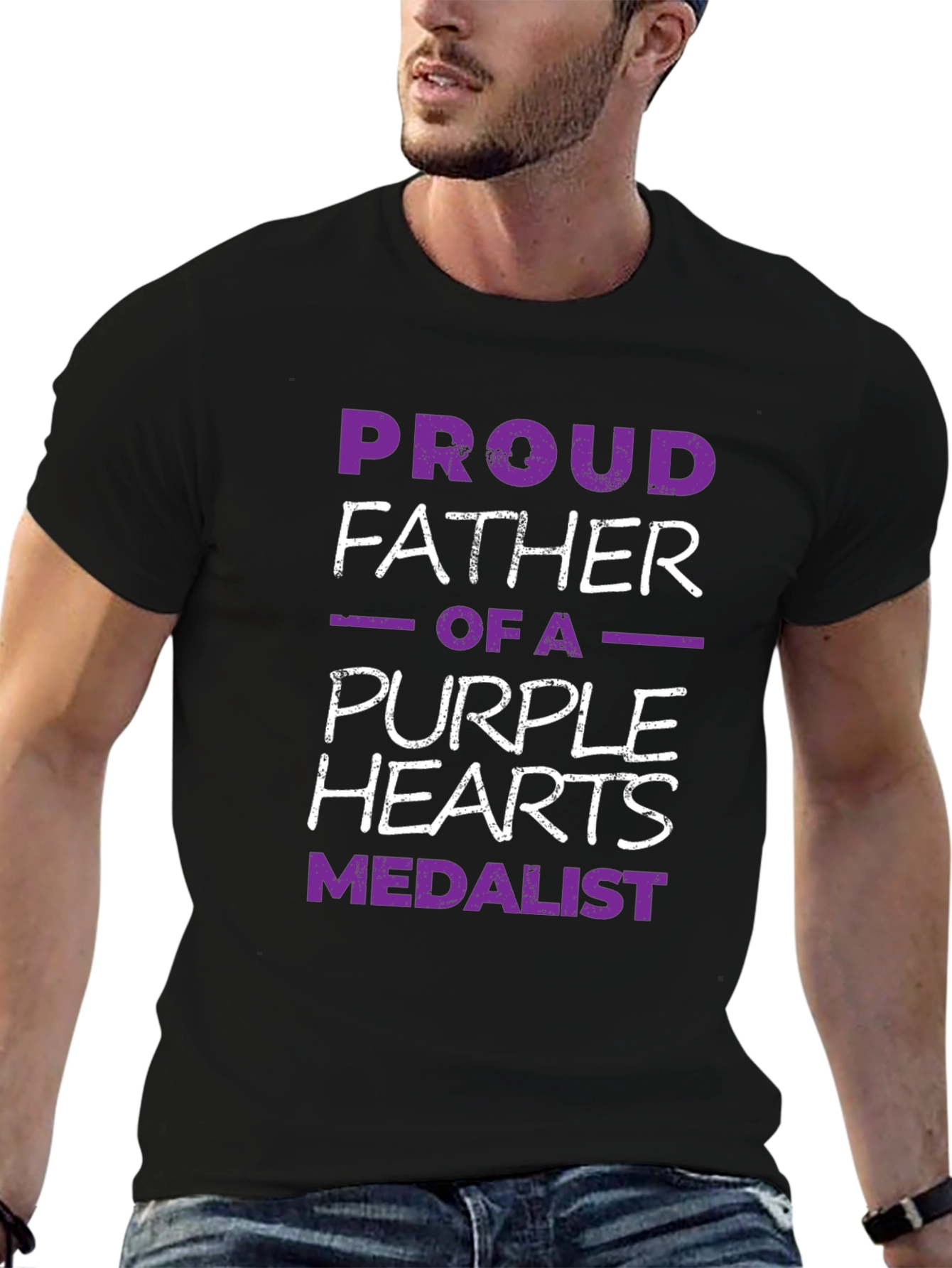 Proud Father Purple Hearts Medalist Graphic Tee