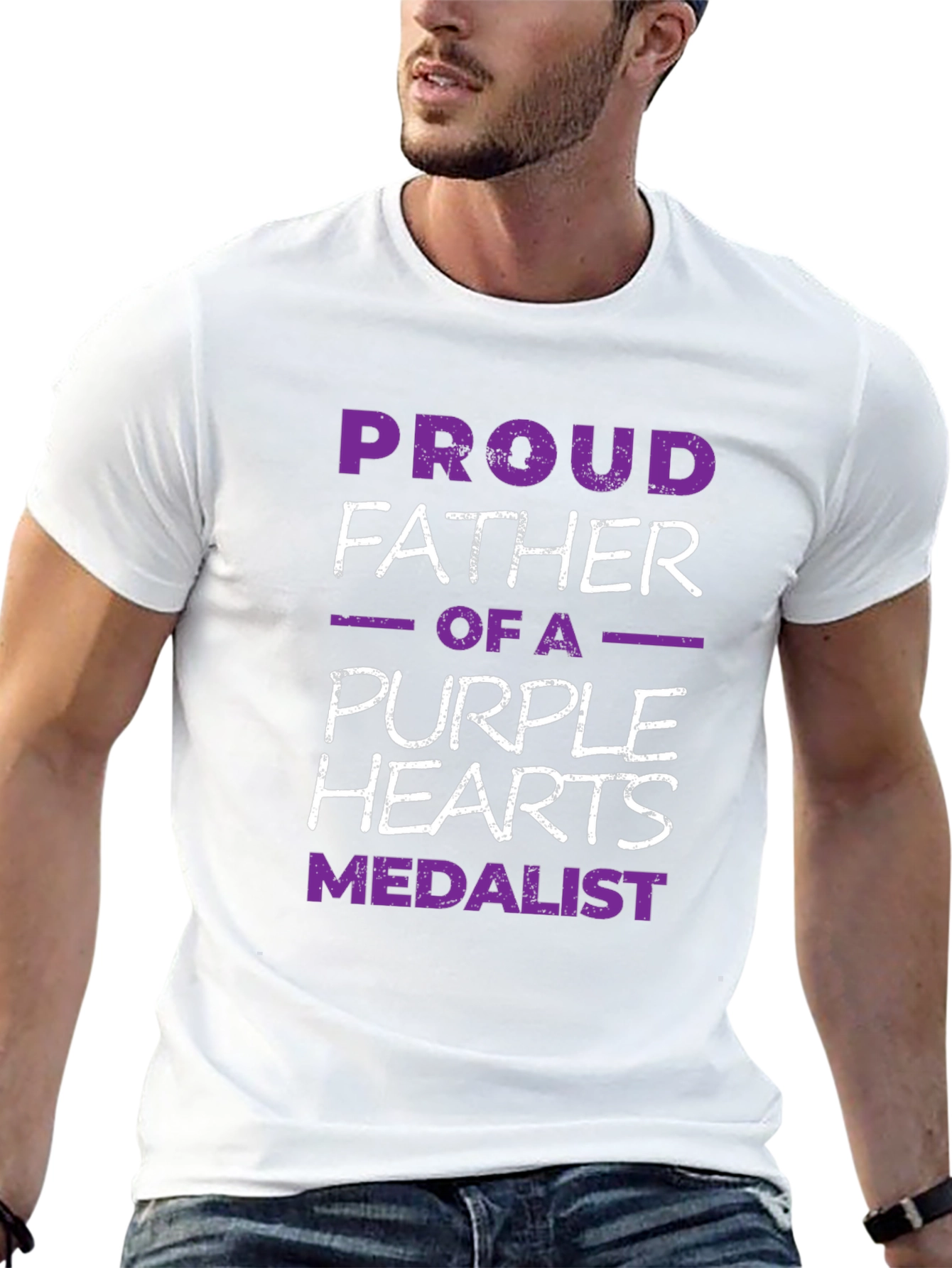 Proud Father Purple Hearts Medalist Graphic Tee