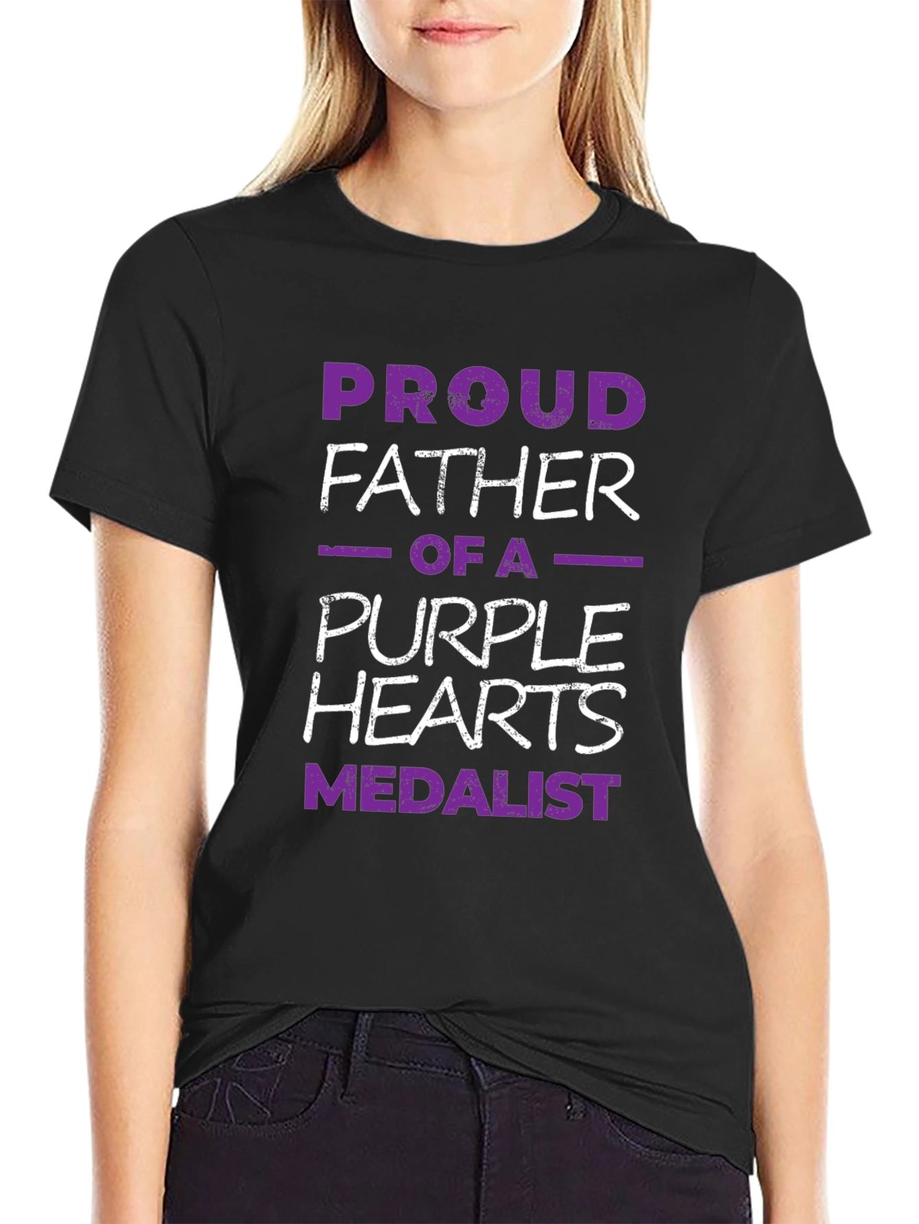 Proud Father Purple Hearts Medalist Graphic Tee