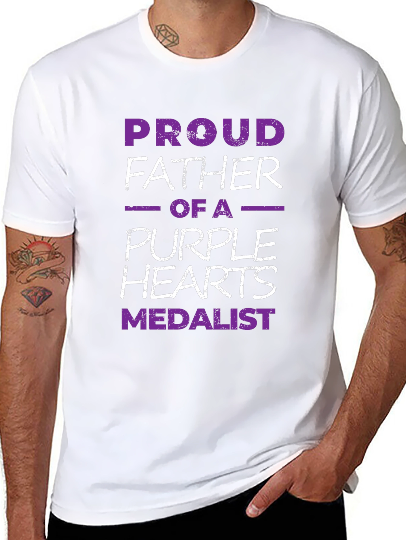 Proud Father Purple Hearts Medalist Graphic Tee