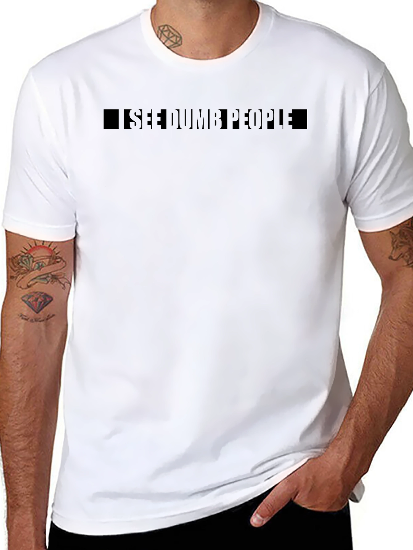 I See Dumb People Black Graphic T-Shirt