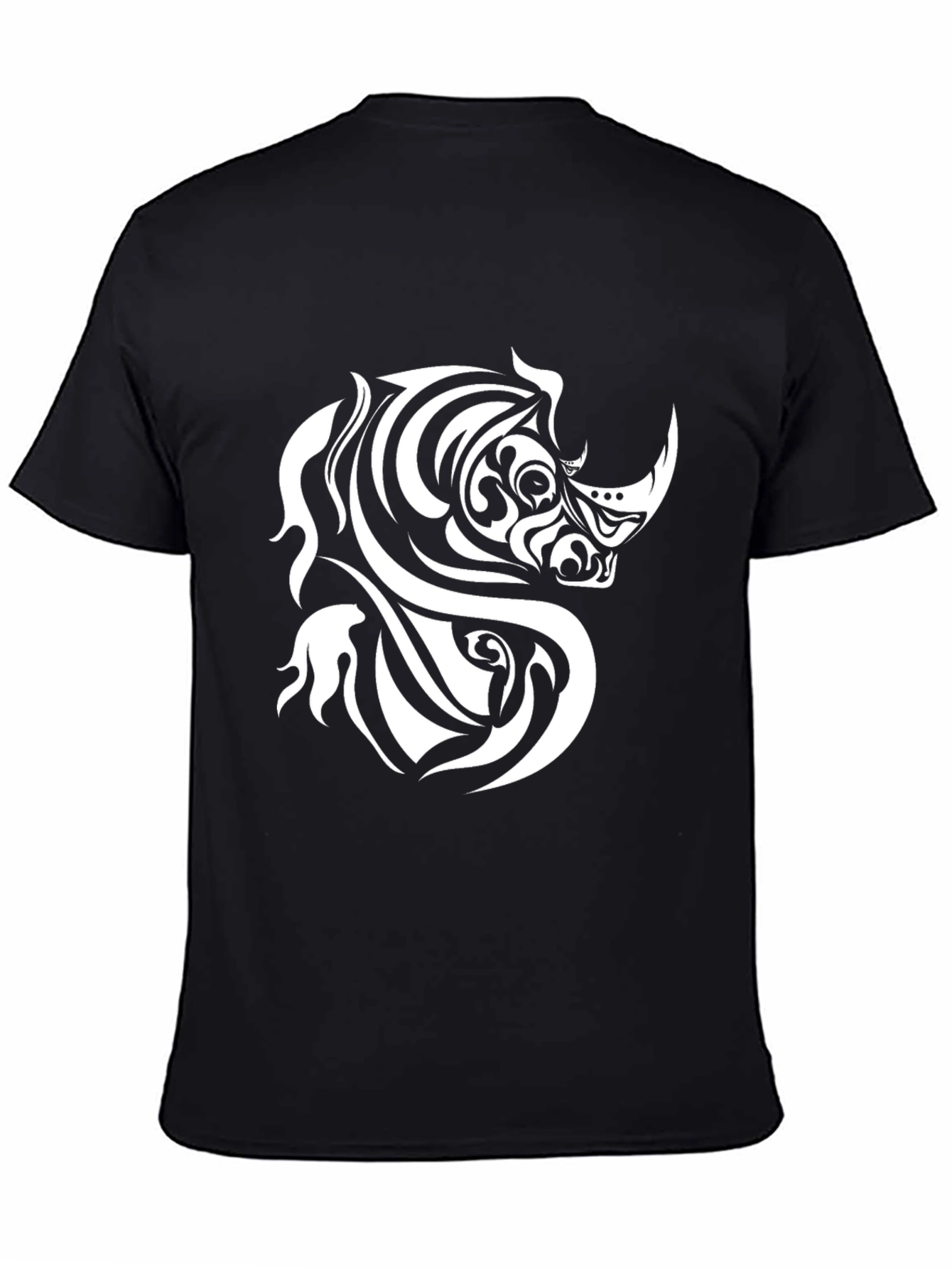 Tribal Rhino Graphic Tee - Black