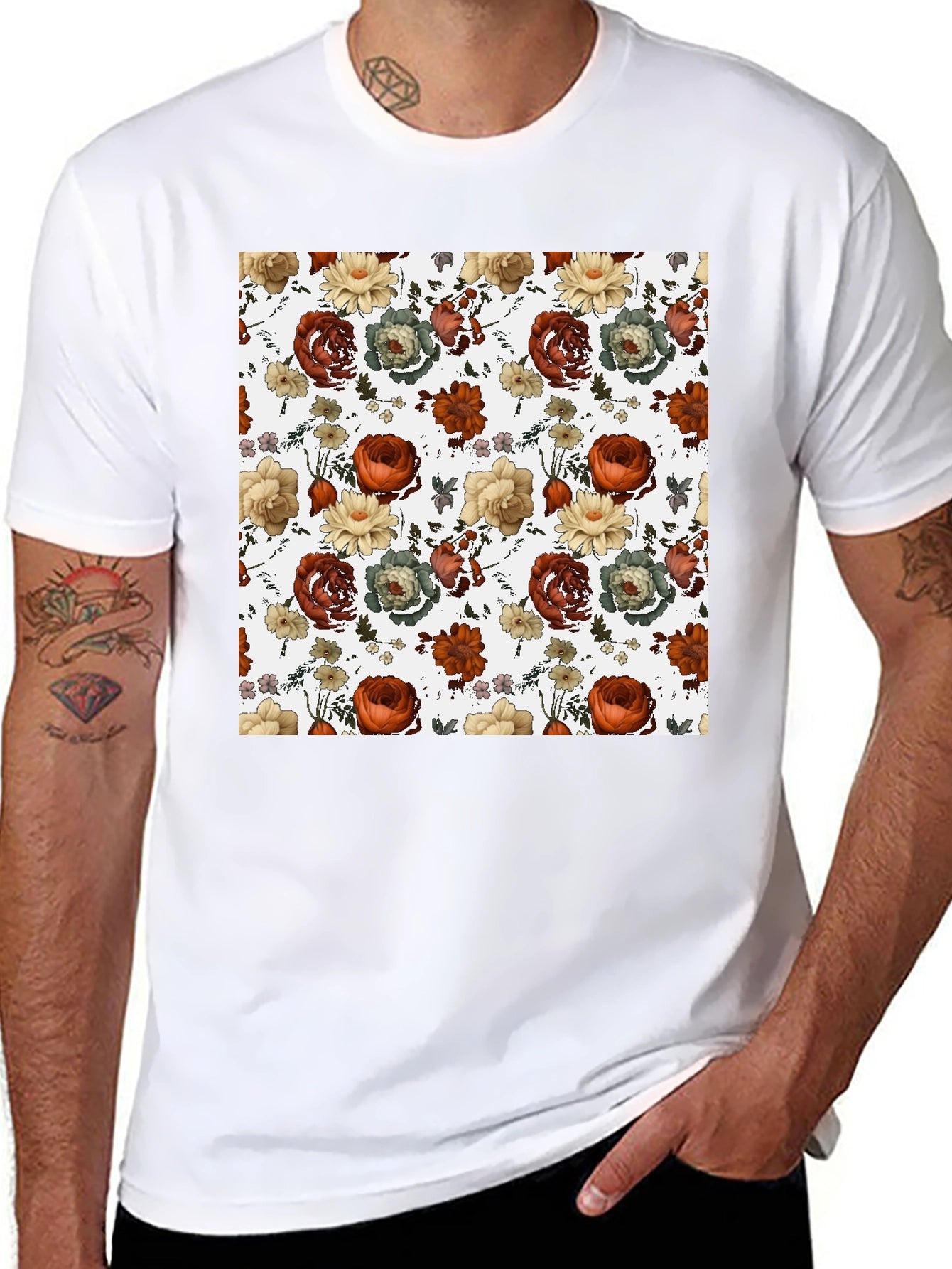 Floral Print T-Shirt - Stylish Mens Tee
