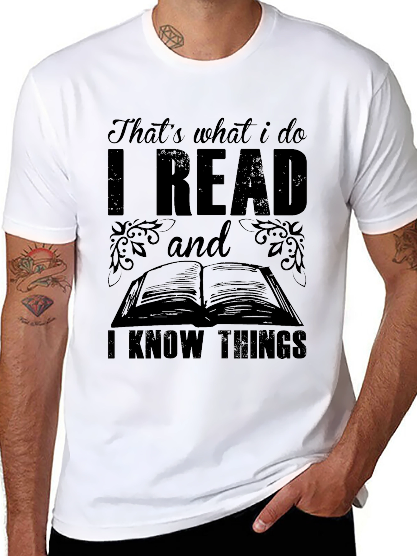 I Read and I Know Things Black T-Shirt