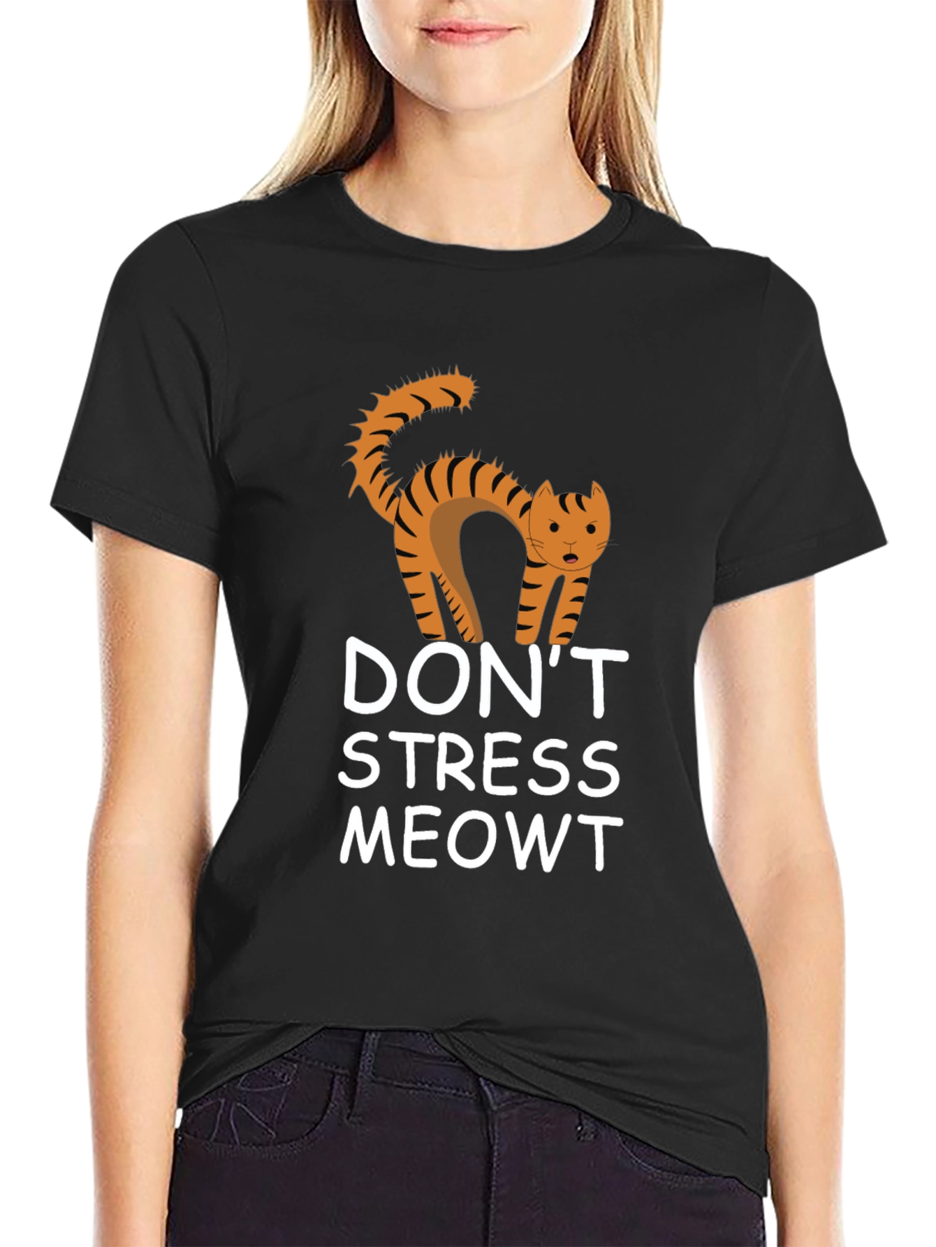 Dont Stress Meowt Black Graphic Tee