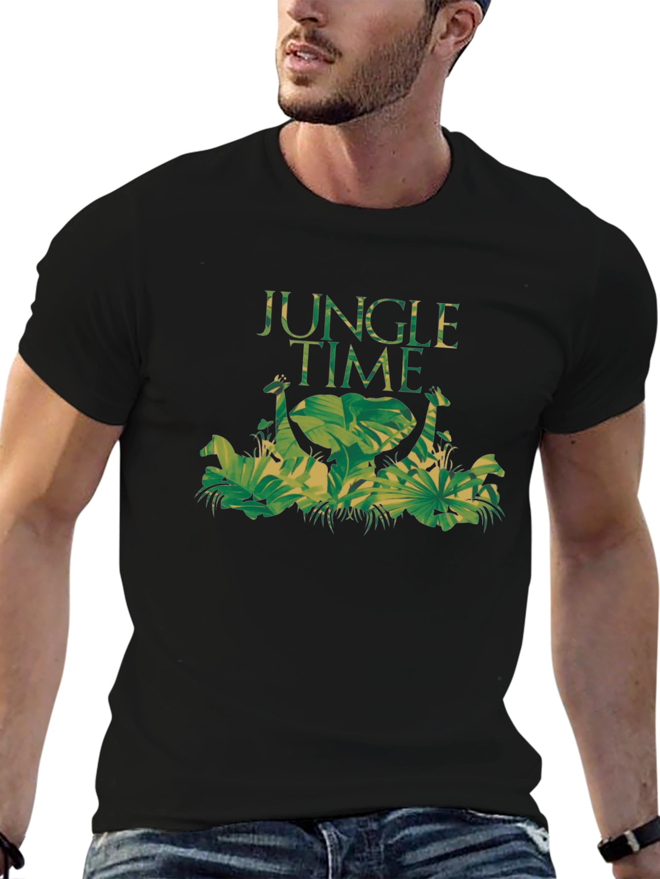 Jungle Time Graphic Tee - Nature Inspired Black T-Shirt