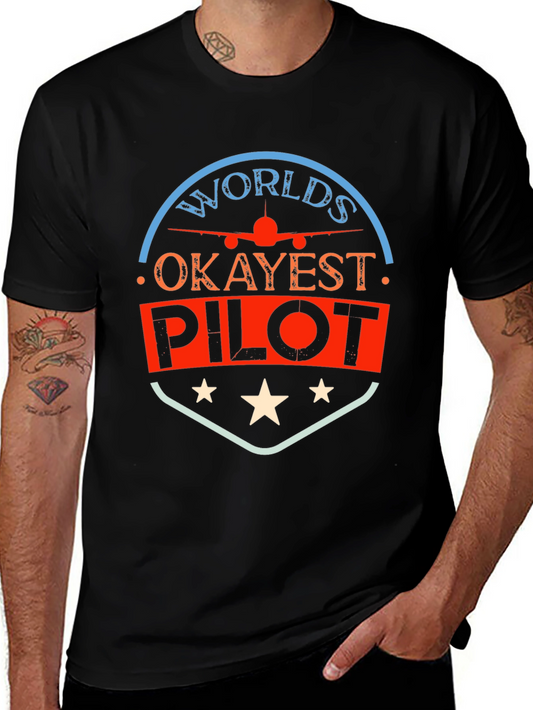 Worlds Okayest Pilot T-Shirt - Funny Aviation Tee