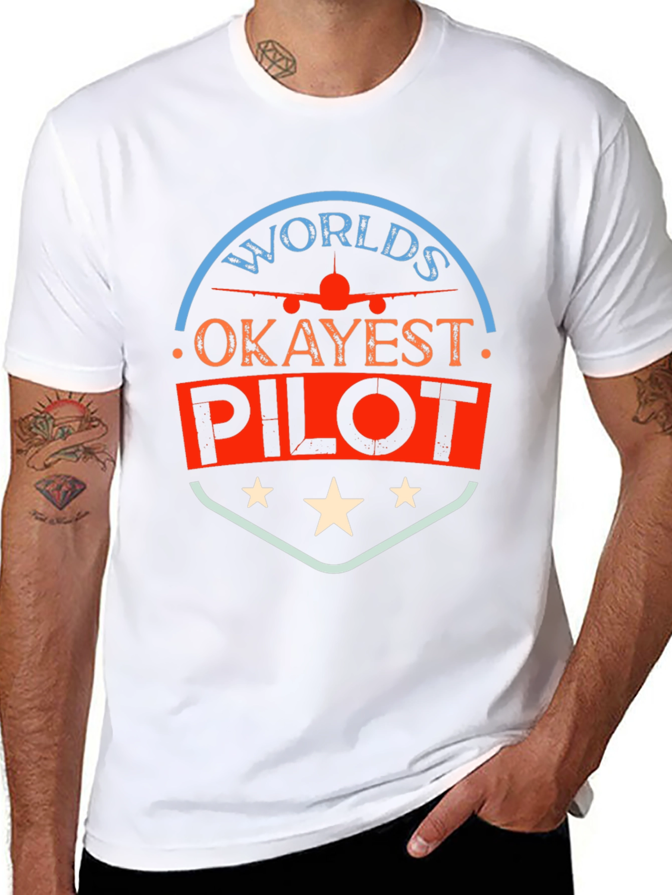 Worlds Okayest Pilot T-Shirt - Funny Aviation Tee