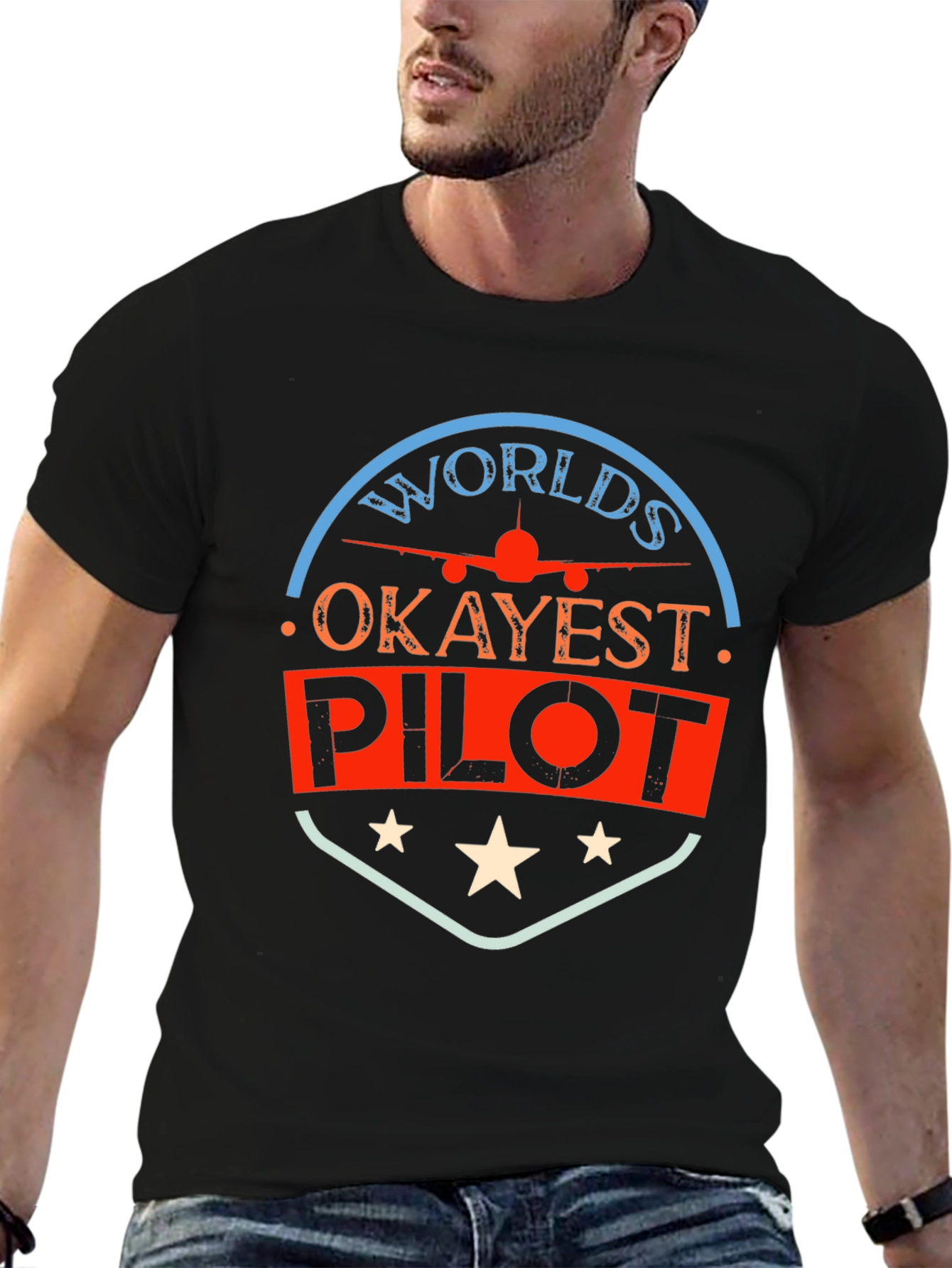 Worlds Okayest Pilot T-Shirt - Funny Aviation Tee