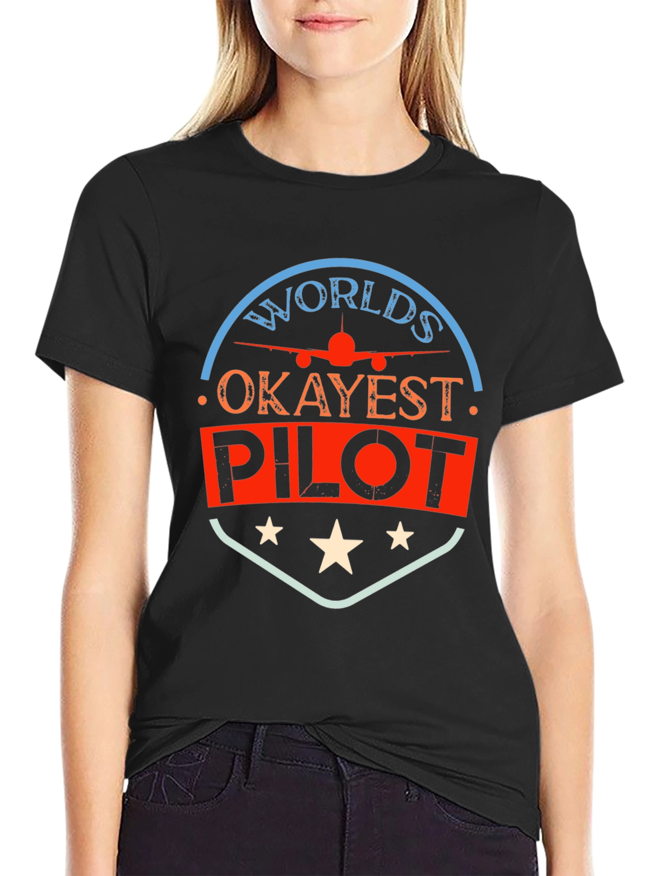 Worlds Okayest Pilot T-Shirt - Funny Aviation Tee