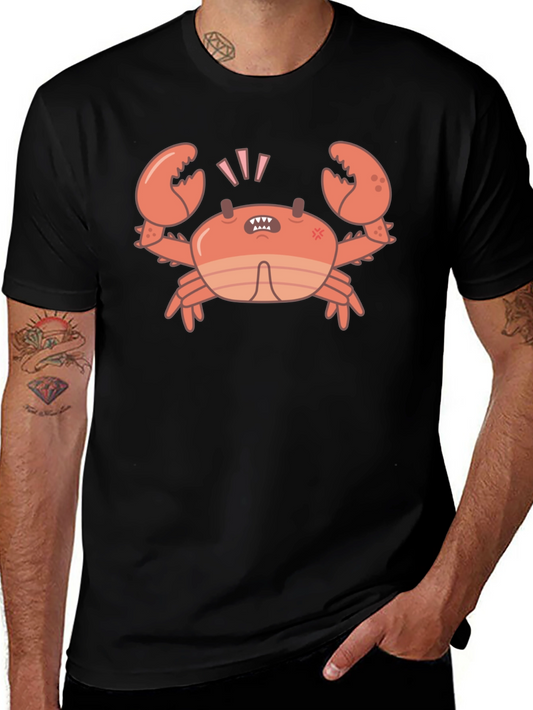 Angry Crab Graphic Tee - Black Cotton T-Shirt