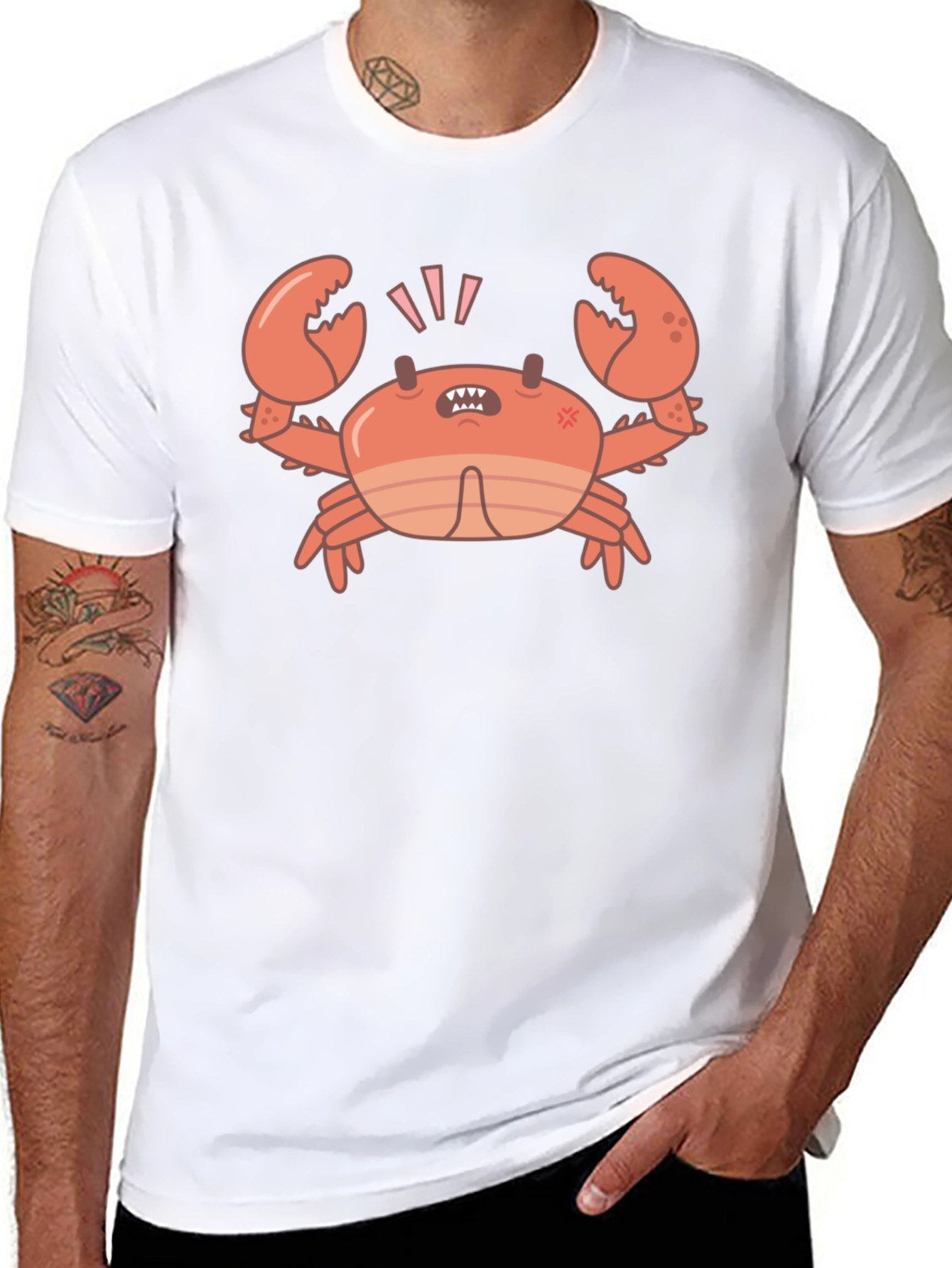 Angry Crab Graphic Tee - Black Cotton T-Shirt