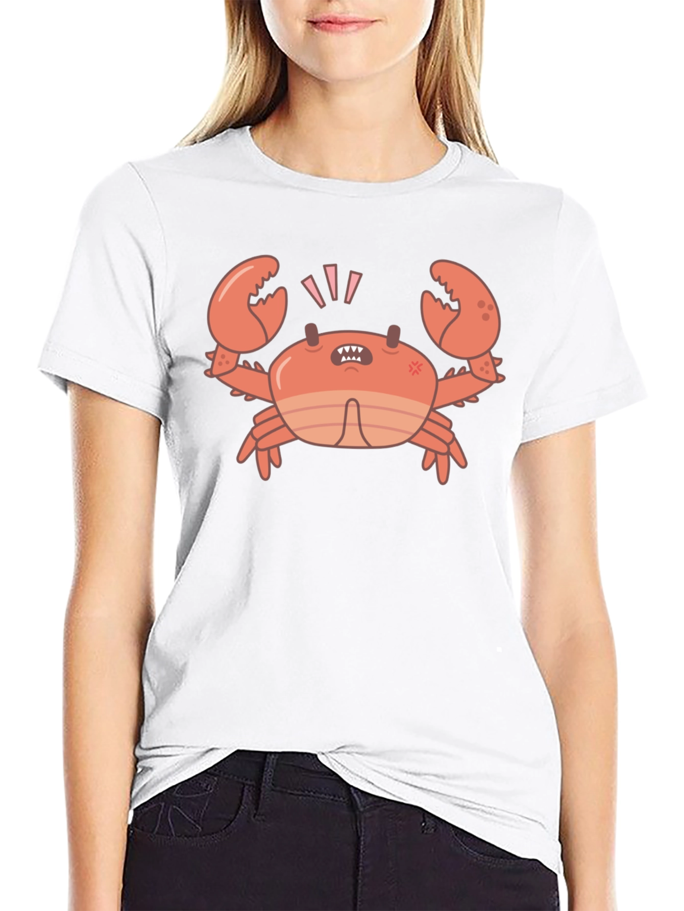 Angry Crab Graphic Tee - Black Cotton T-Shirt