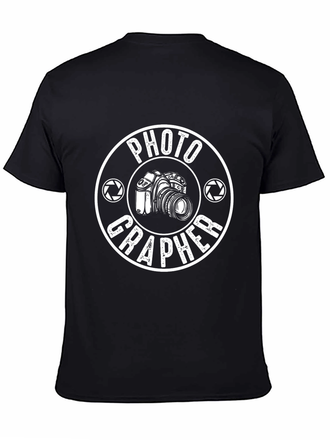 Photographer Camera Graphic T-Shirt - Black Crew Neck Tee